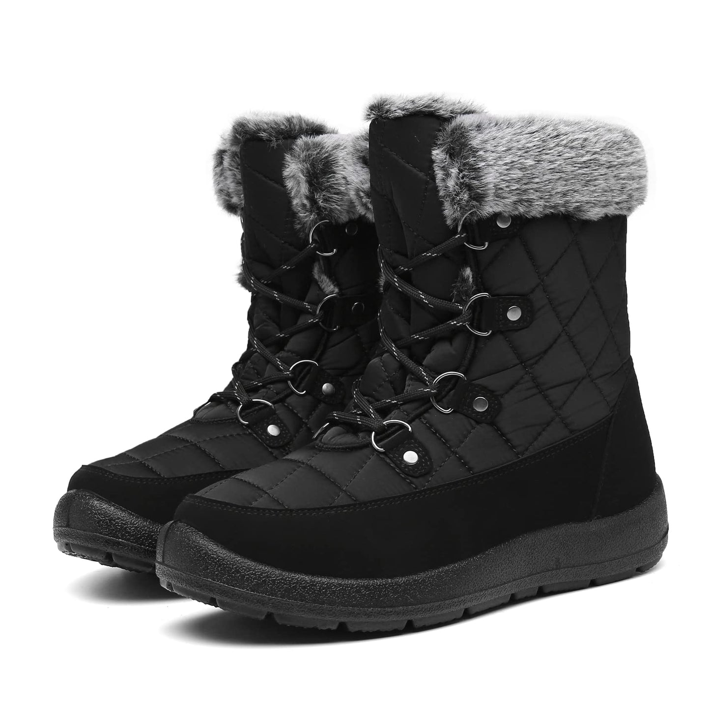 Snow Boots Comfort Outdoor Plush Warm Bootie Winter Women Flat Ankle Boots Black UK 8.5