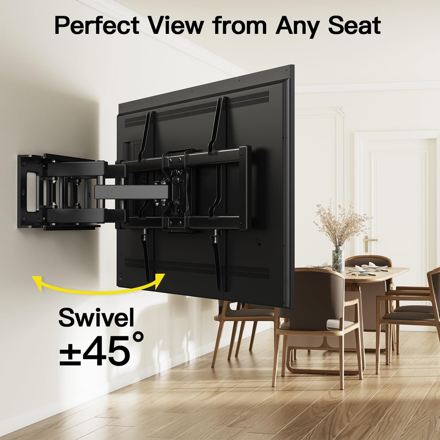 Alphamount TV Wall Bracket for Most 37 to 75 Inch 4K LED & OLED TVs up to 45kg, TV Bracket with Dual Articulating Arms, Swivel, Extension & Tilt, TV Wall Mount with Max VESA 600x400mm