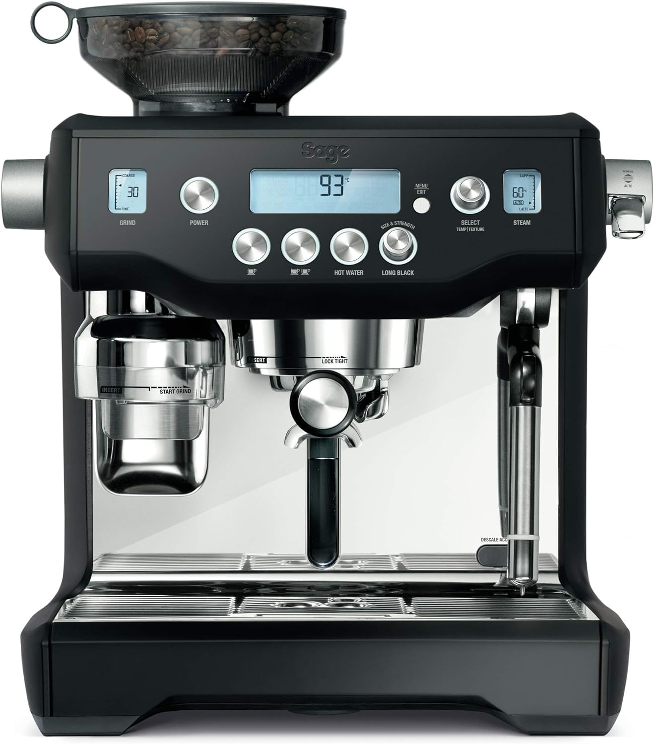 Sage - The Oracle, Bean to Cup Coffee Machine with Manual and Automatic Milk Frother, Black Truffle