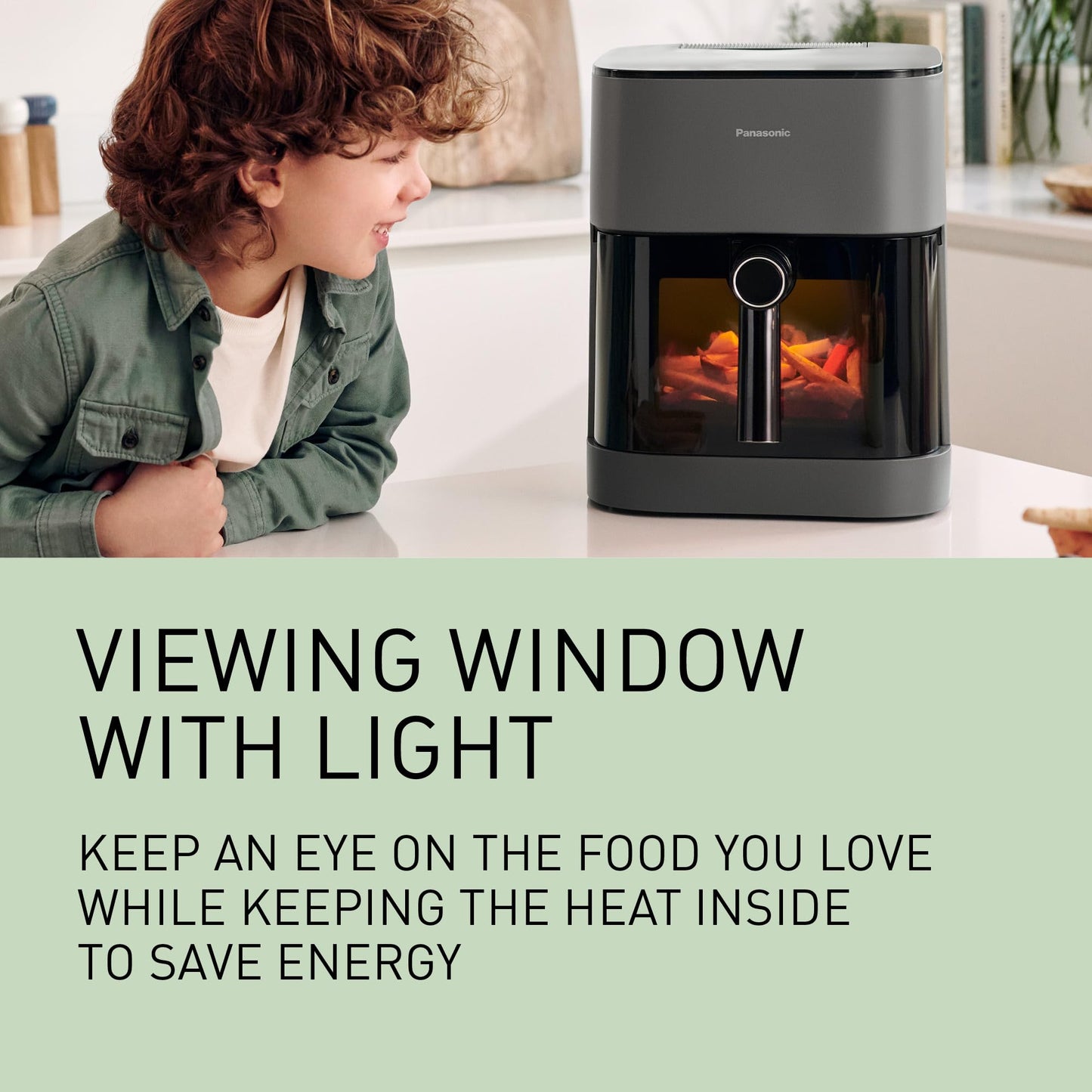 Panasonic NF-CC500SXC Air Fryer With Viewing Window, 5L, 80-200°C, Digital Timer & LCD, Gentle Steam, 11 Presets, Easy Clean, Matt Grey