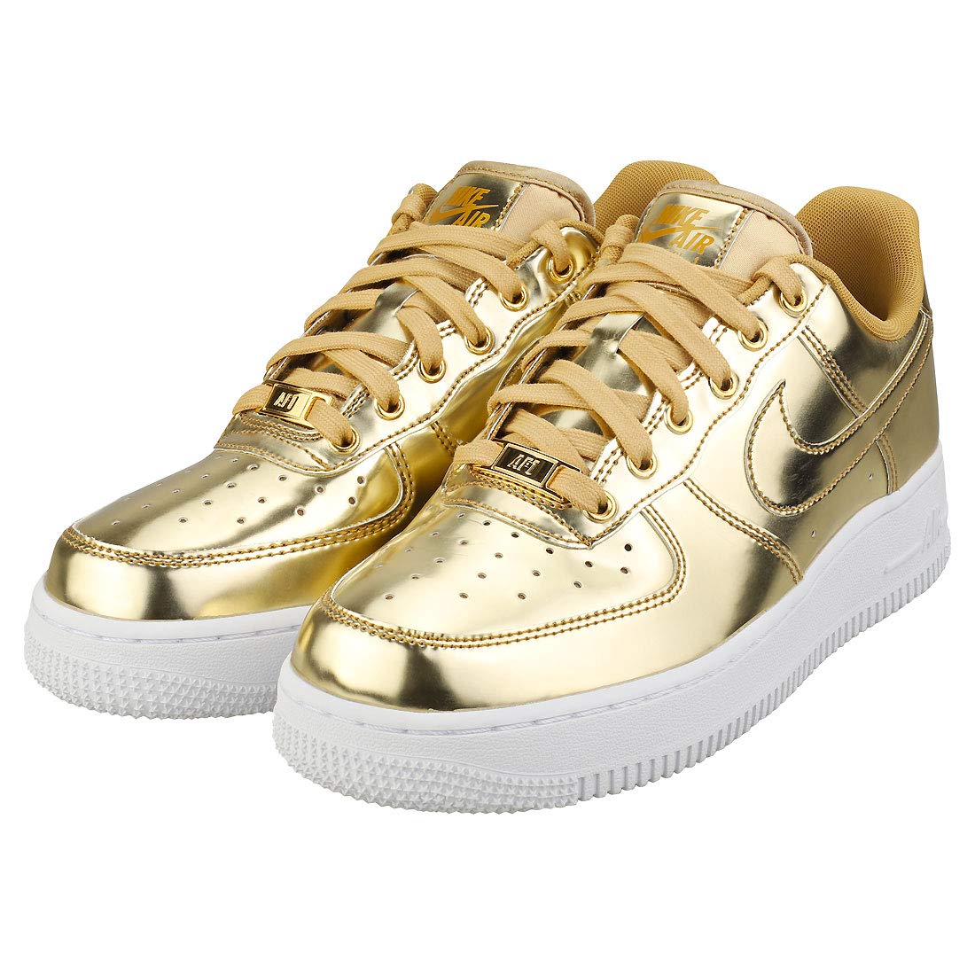 NIKE Women Women Sports Shoes AIR Force 1 SP Metallic GO Gold 7 UK