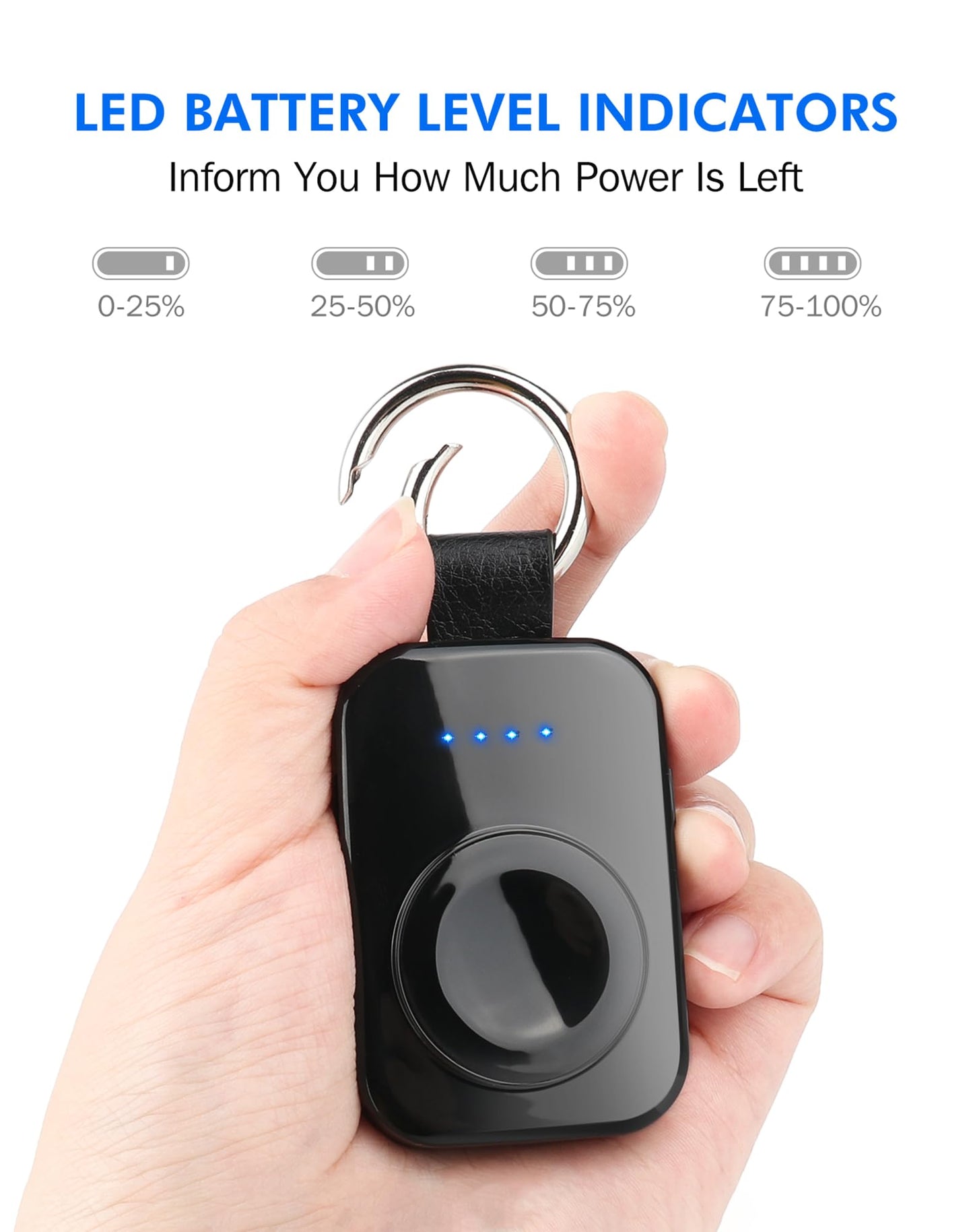 Portable Wireless Charger for Apple Watch Series 10,9,8,7,6,5,4,3,2,SE,Ultra 2,i.VALUX 1000mAh iWatch Charger Magnetic Keychain Power Bank, Travel Apple Watch Accessories 45/44/42/41/40/38/49mm(Black)