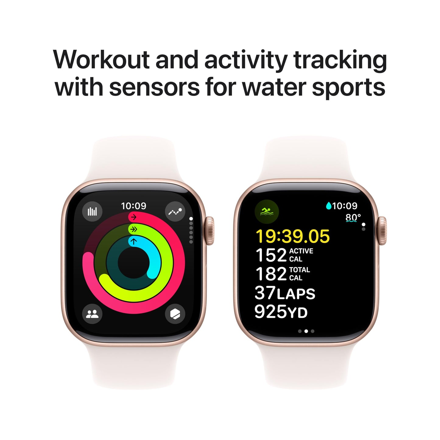 Apple Watch Series 10 GPS 42 mm Smartwatch with Rose Gold Aluminium Case with Light Blush Sport Band - M/L. Fitness Tracker, ECG App, Always-On Retina Display, Water Resistant
