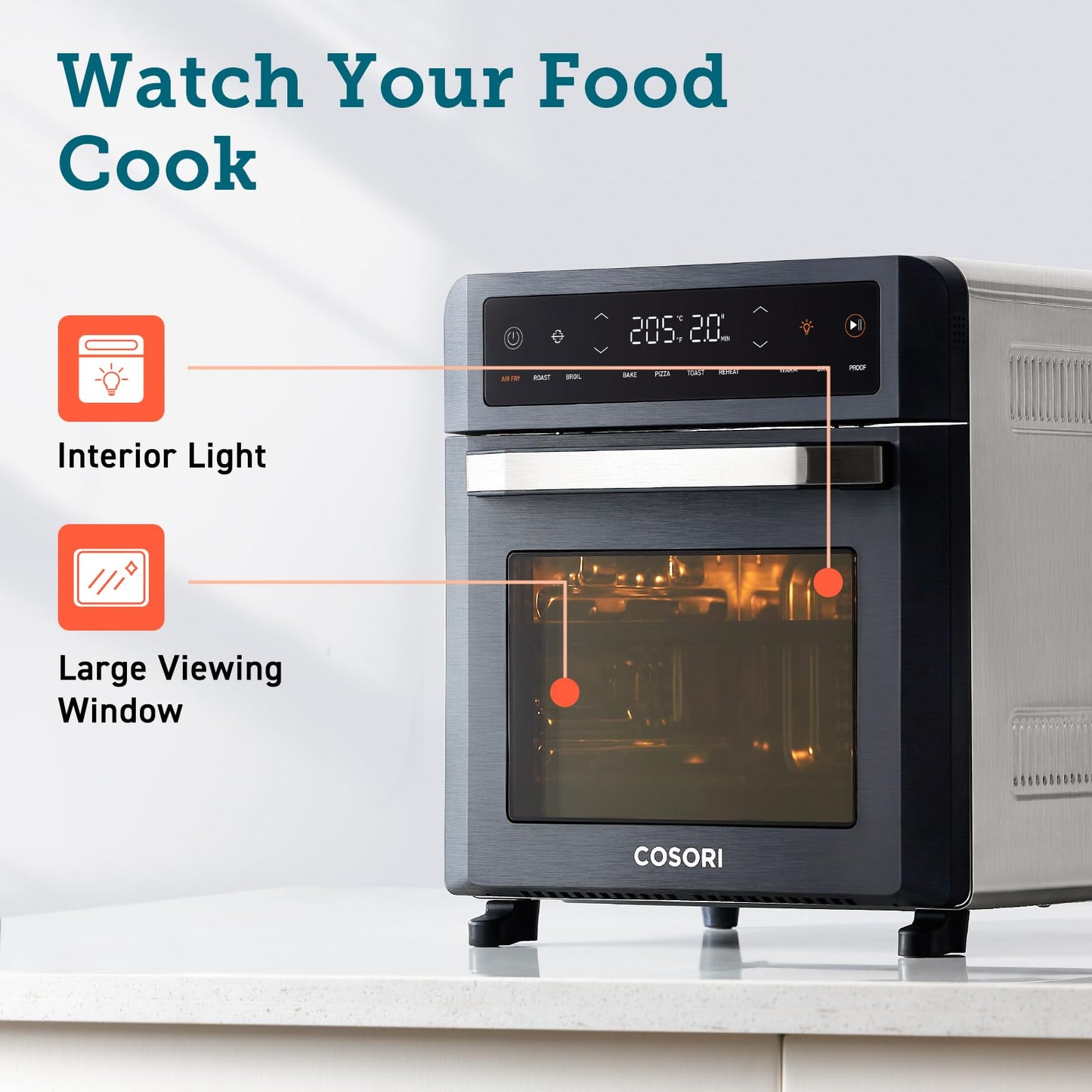 COSORI Air Fryer Oven,12L Large Capacity with 1800W Powerful Dual Heating,11-in-1 Rotisserie Air Fryer,Convection Fan for Fast Cooking,30-Recipe Cookbook,Complete Accessory Set,220 ℃