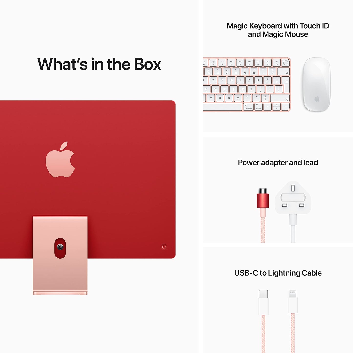 Apple iMac 2021 all-in-one desktop computer with M1 chip: 8-core CPU, 8-core GPU, 24-inch Retina display, 8GB RAM, 512GB SSD storage, 1080p FaceTime HD camera, matching accessories; Pink