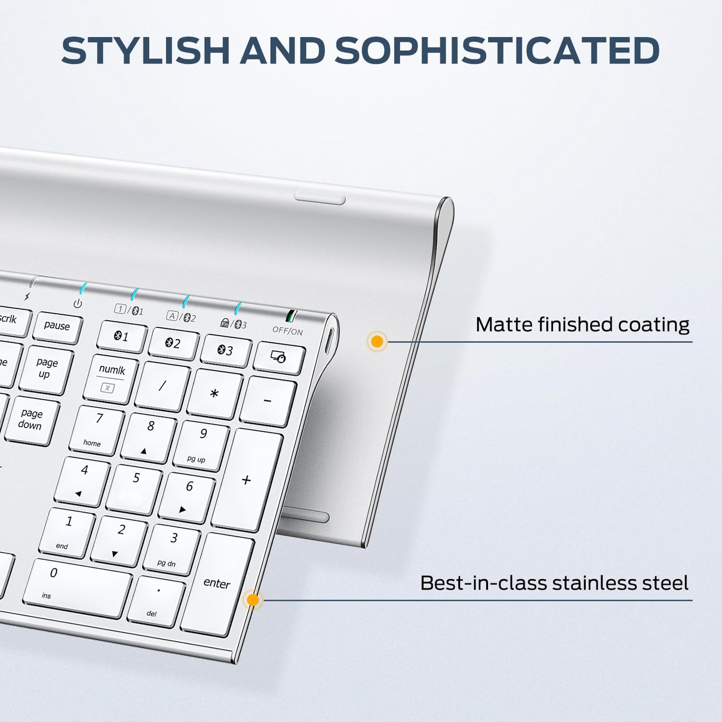 iClever Bluetooth Keyboard, USB-C Rechargeable Wireless Keyboard, Multi-Device Full Size with Numeric Keypad for Mac, Bluetooth 5.1 up to 3 Devices, QWERTY UK Layout, for Laptop/Mac/iMac/Computer/PC