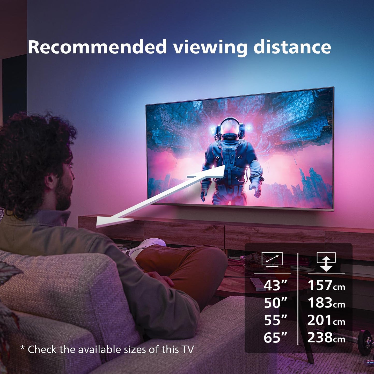Philips Ambilight The One 43PUS8909 4K LED Smart TV - 43 Inch Display with Pixel Precise Ultra HD Titan OS, Dolby Vision, Dolby Atmos Sound, Works with Alexa and Google Voice Assistant - Black