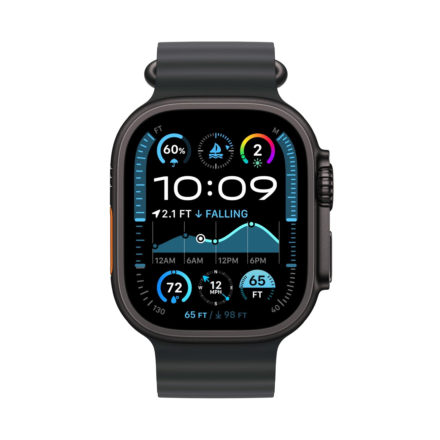 Apple Watch Ultra 2 GPS + Cellular 49mm Smartwatch, Sports Watch with Black with Rugged Titanium Case with Black Ocean Band. Fitness Tracker, Precision GPS, Extra-Long Battery Life