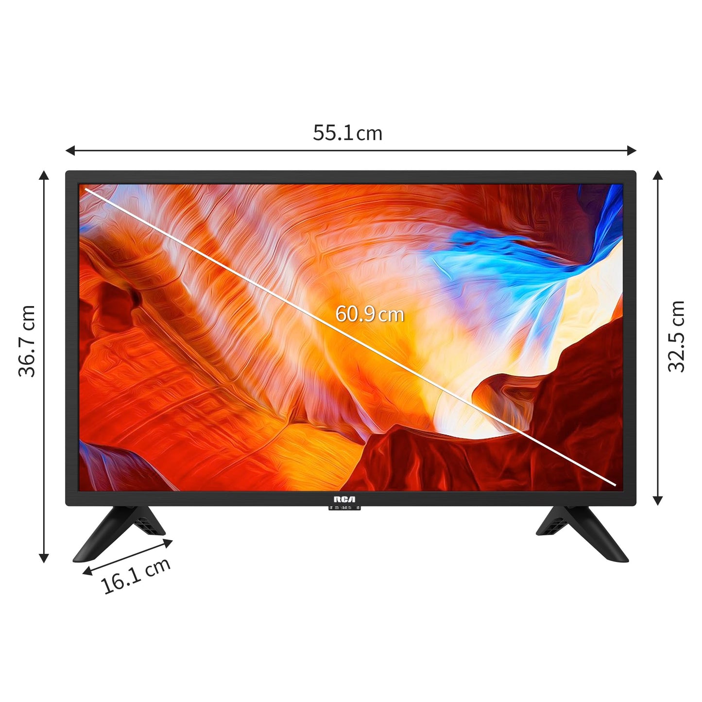 RCA RB24H2CU 12 Volt 24" inch HD TV, Freeview HD DVB-T2/C/S2 Dolby Digital Audio Caravans TV, HD LED Backlighting Display, HDMI VGA PC Audio SCART USB Travel TV, Small TV for Motorhome and Campervan