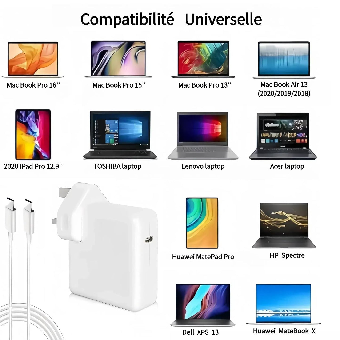 Super Fast Charger 106W USB C,Compatible with MacBook Pro 16, 15, 14, 13 Inch, MacBook Air 13 Inch, iPad Pro 2021/2020/2019/2018,and All USB C Devices Included 7.2ft C to C Cable
