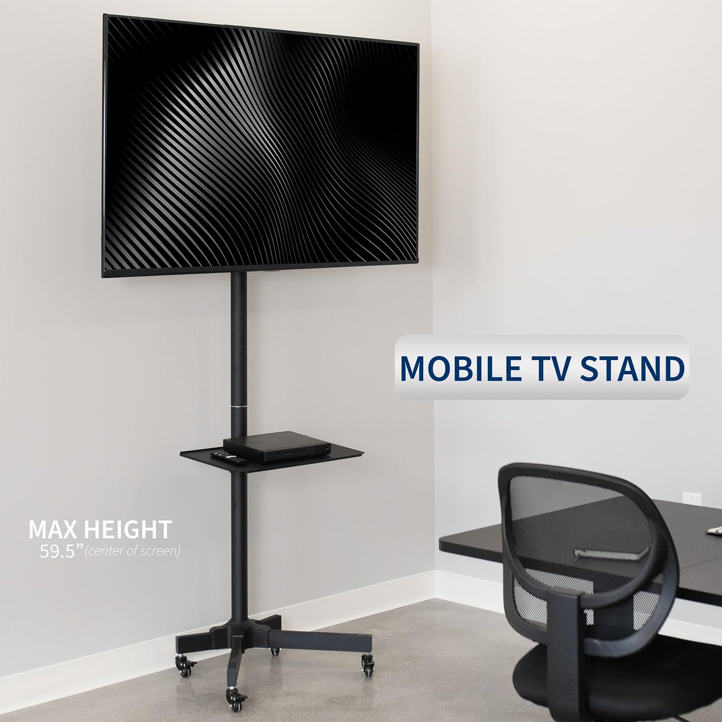 VIVO Mobile TV Cart for 13 to 60 inch Screens up to 25kg, LCD LED OLED 4K Smart Flat and Curved Panels, Rolling Stand with Laptop DVD Shelf, Locking Wheels, Max VESA 400x400, Black, STAND-TV04M