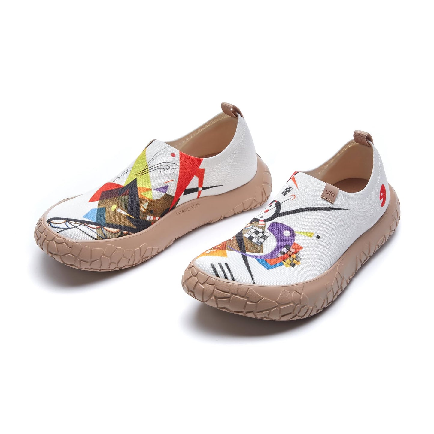 UIN Art Story Vassily Kandinsky Auf Weiss II Women's Walking Travel Shoes Knit Casual Loafers Lightweight Comfort Fashion Sneaker 235mm, UK Size 4, EU Size (37)
