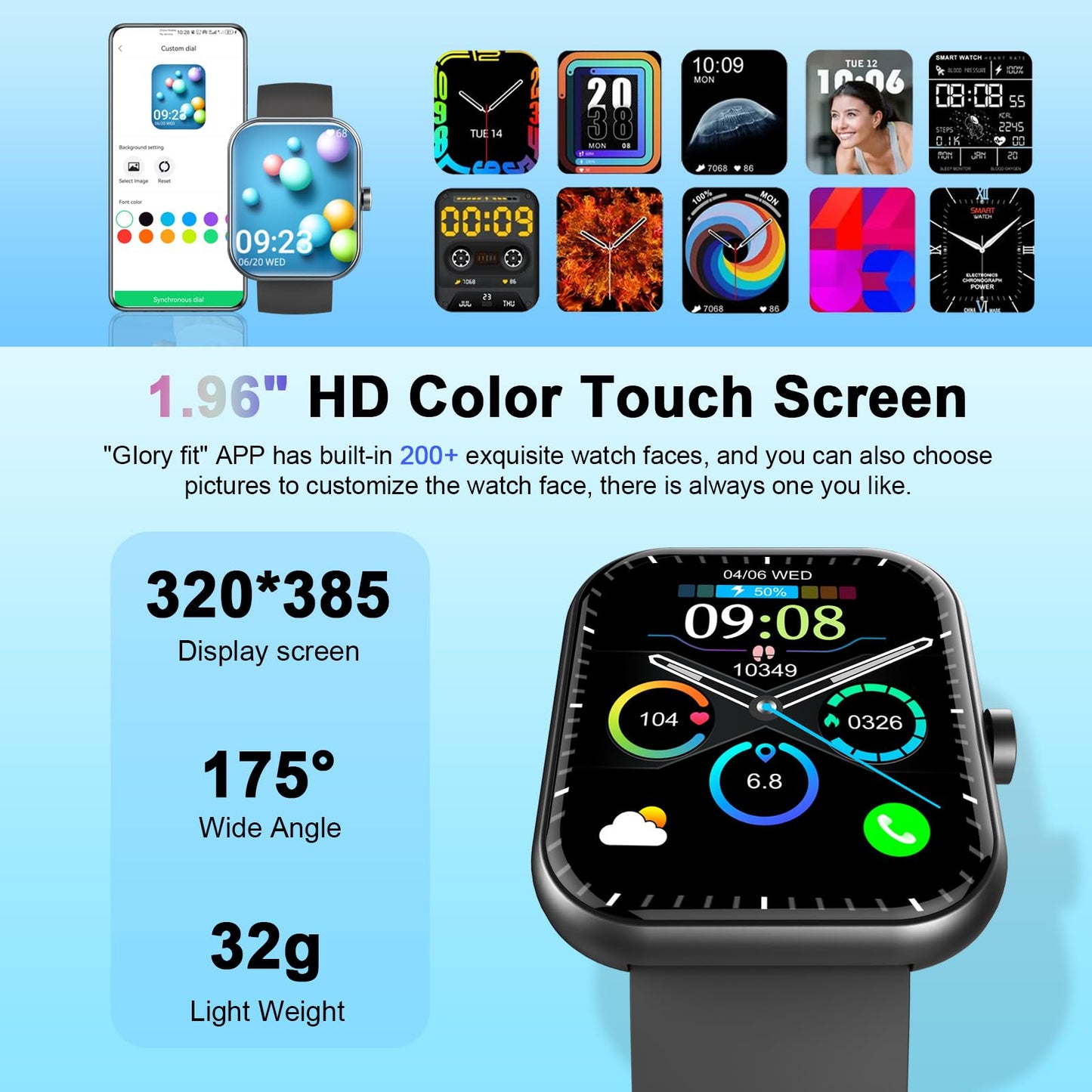 Smart Watch for Men Women (Answer/Make Call), 1.96"HD Screen Fitness Watch with Heart Rate/Sleep Monitor/SpO2/Pedometer, Activity Tracker 110+ Sport Modes, IP68 Waterproof Smartwatch for IOS Android