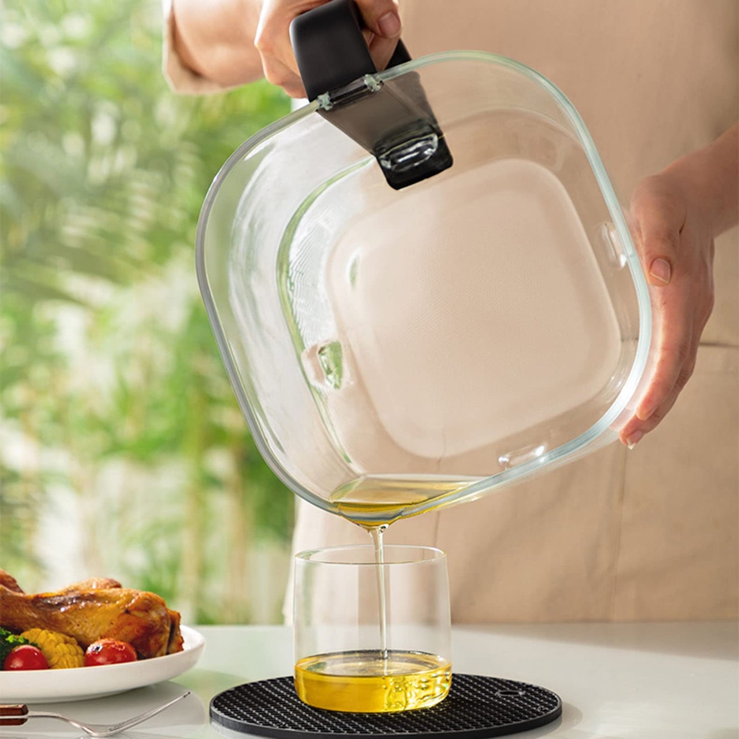 4L Air Fryer Oven, Oil Free Frying, Easy Clean, Non Stick Basket (Color : Wit)