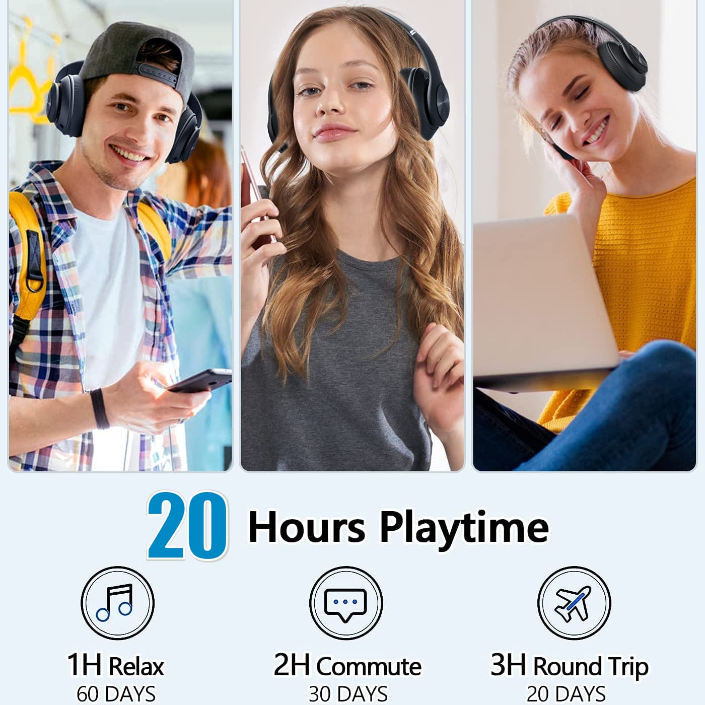 Bluetooth Headphones Over-Ear, Foldable Wireless and Wired Stereo Headset Micro SD/TF, FM for Cell Phone,PC,Soft Earmuffs &Light Weight for Travel/Office/Cellphone/PC