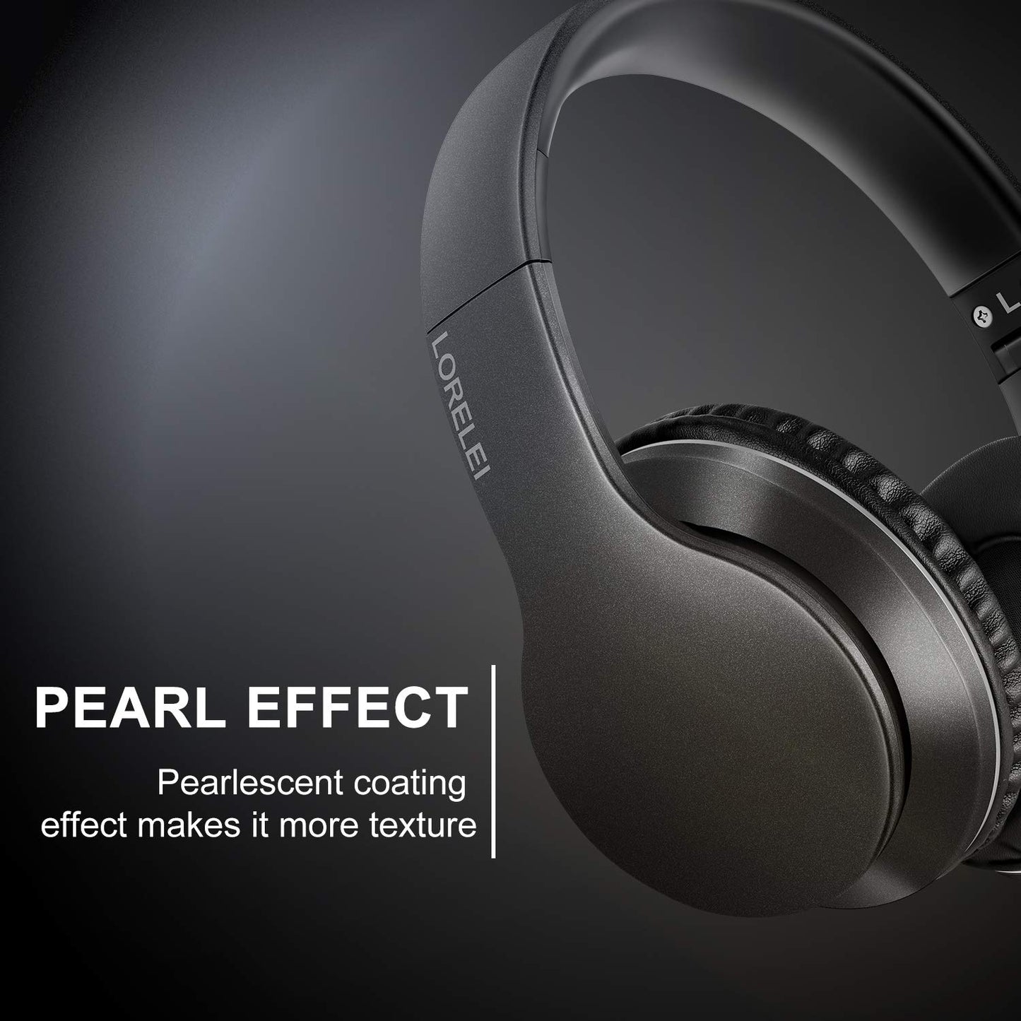 LORELEI X6 Over-Ear Headphones With Microphone, Lightweight Foldable & Portable Stereo Bass With 1.45M No-Tangle, Wired for Smartphone Tablet MP3/4 (Space Black)