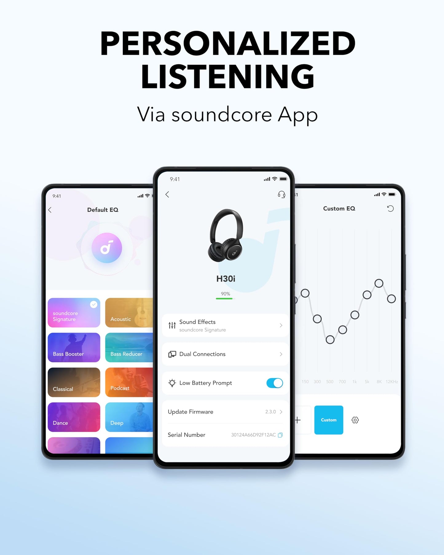 soundcore By Anker H30i Wireless On-Ear Headphones, Foldable Design, Pure Bass, 70H Playtime, Bluetooth 5.3, Lightweight and Comfortable, App Connectivity, Multipoint Connection