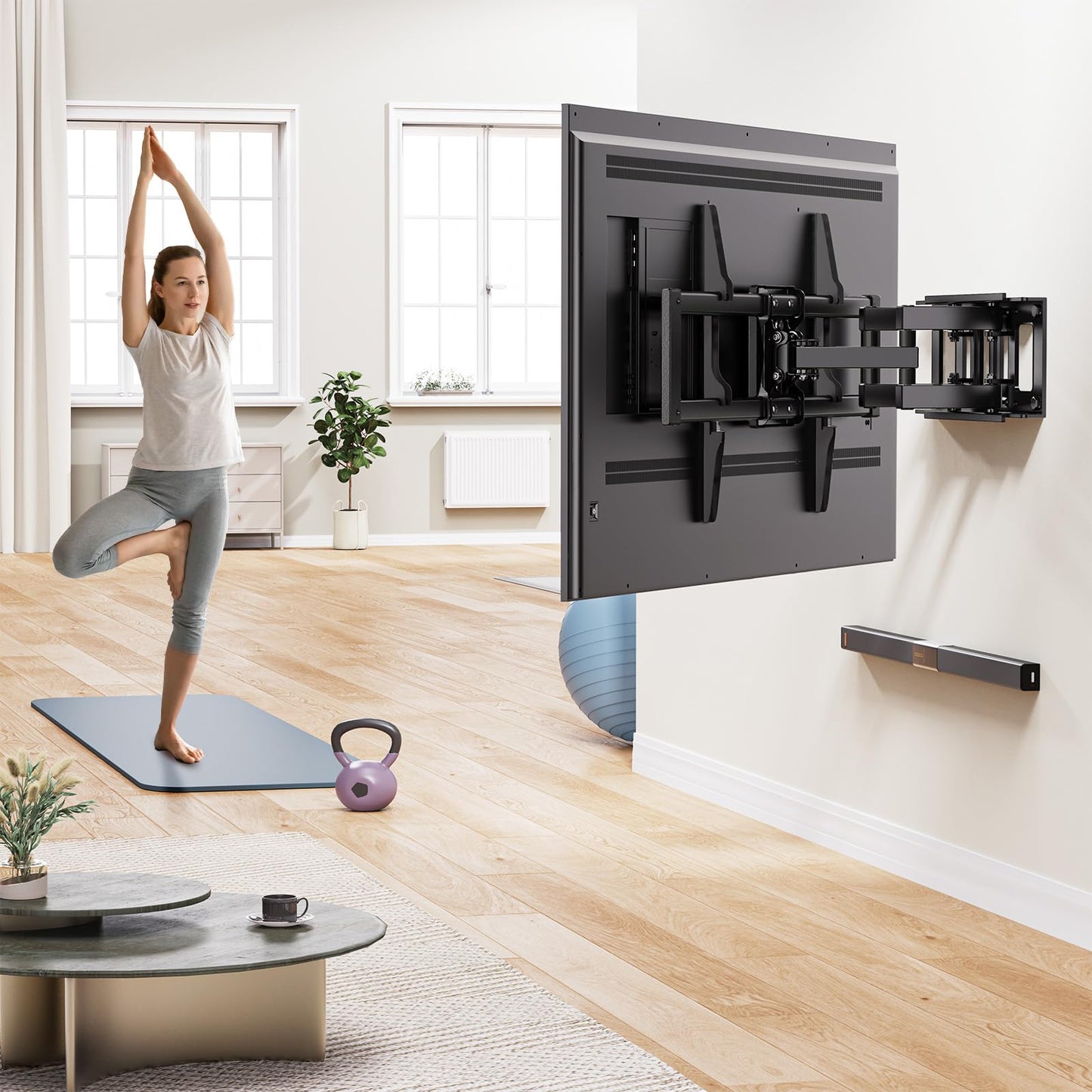 Alphamount TV Wall Bracket for Most 37 to 75 Inch 4K LED & OLED TVs up to 45kg, TV Bracket with Dual Articulating Arms, Swivel, Extension & Tilt, TV Wall Mount with Max VESA 600x400mm