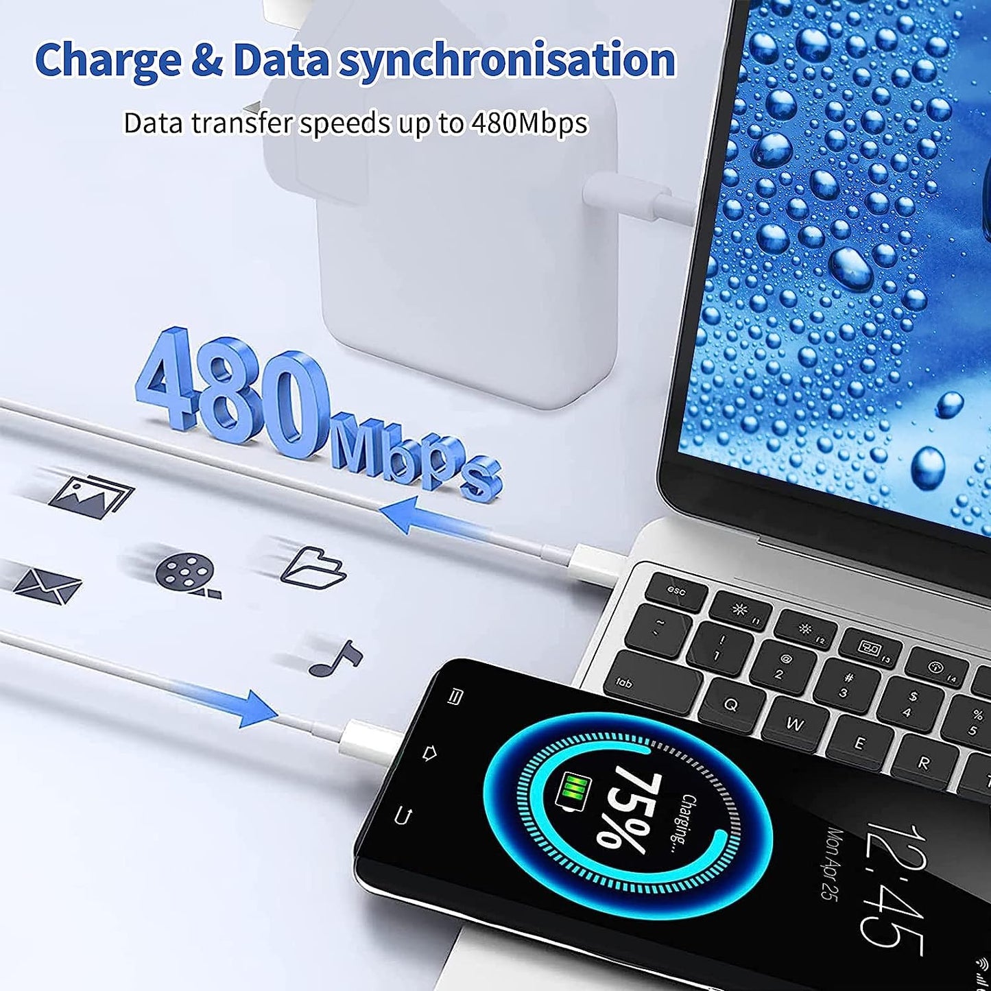 MacBook Pro Charger 96W USB C Faster Charger Block Power Adapter For MacBook Pro Air 13 14 15 16 inch 2024 2023 2022 2021 2020, M1 M2 M3 M4 Laptop New iPad Pro Include Type C Cable