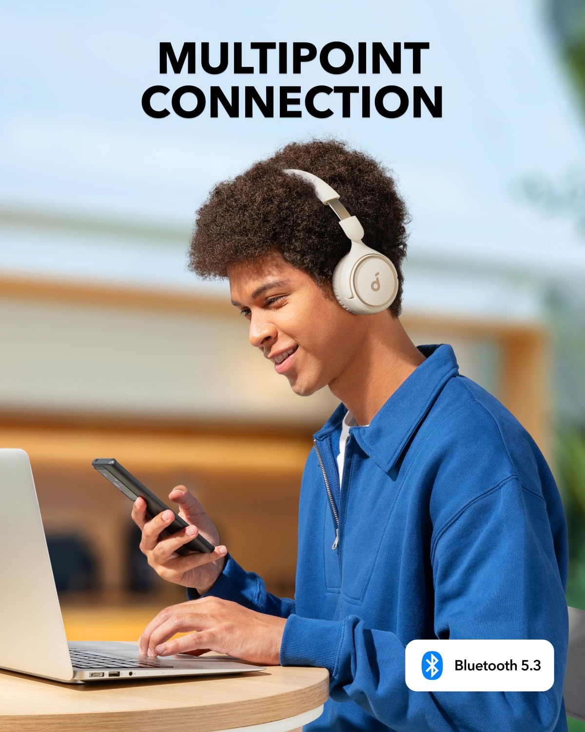 soundcore By Anker H30i Wireless On-Ear Headphones, Foldable Design, Pure Bass, 70H Playtime, Bluetooth 5.3, Lightweight and Comfortable, App Connectivity, Multipoint Connection