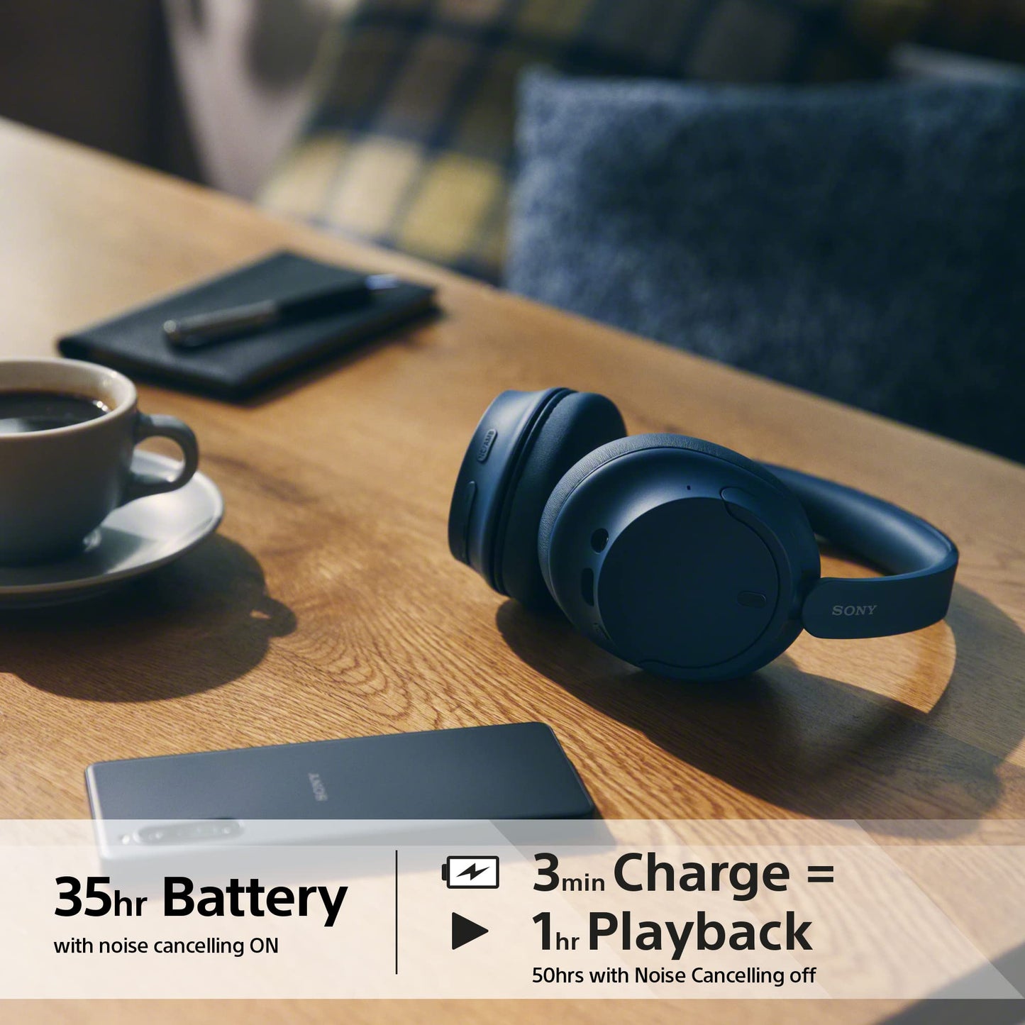 Sony WH-CH720N Noise Cancelling Wireless Bluetooth Headphones - Up to 35 hours battery life and Quick Charge - Blue