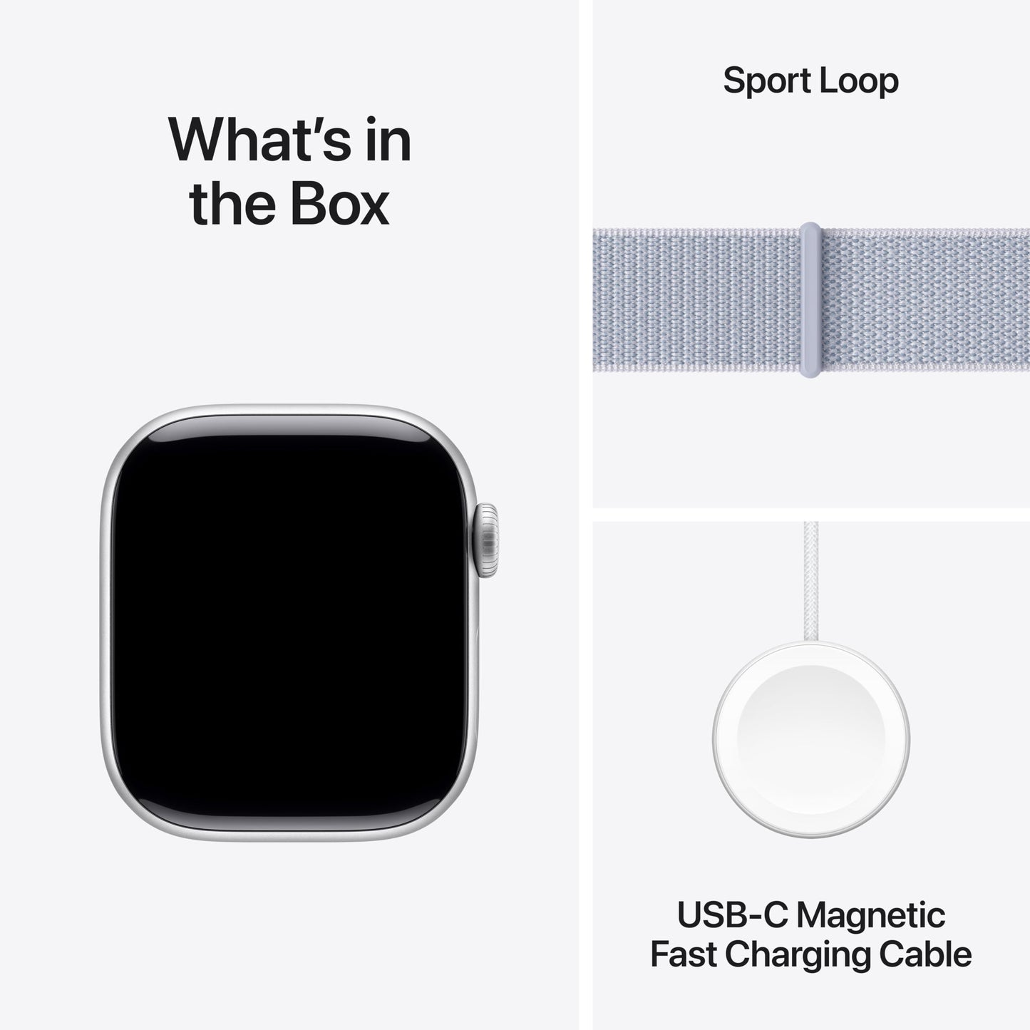 Apple Watch Series 10 GPS 42 mm Smartwatch with Silver Aluminium Case with Blue Cloud Sport Loop - One Size. Fitness Tracker, ECG App, Always-On Retina Display, Carbon Neutral