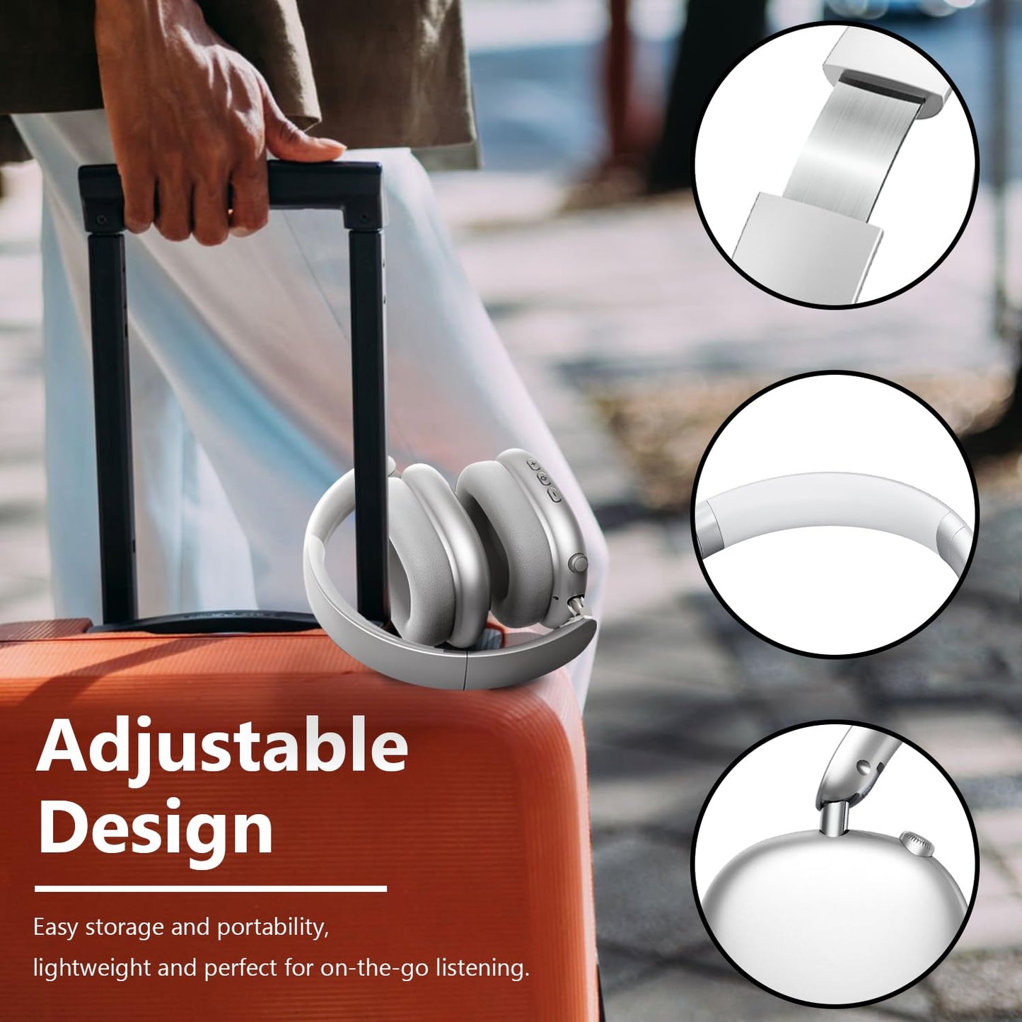 Wentronic Y01 Wireless Over Ear Headphones, Noise Canceling Bluetooth 5.3 Headphones with Microphones,Hi-Res Audio,48H Playtime,Foldable,Breathable Soft Earpads for iOS/Android/Samsung/PC-Silver