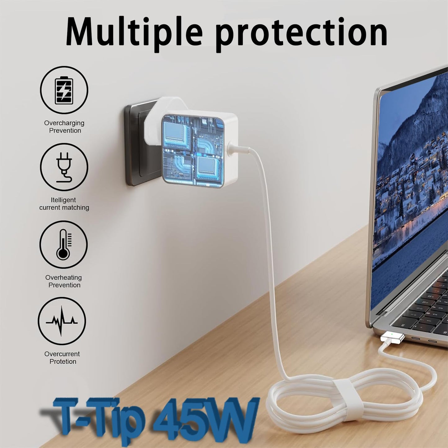 Niniber Compatible Mac Book Air Charger UK, Replacement 45W T-Tip Connector Power Adapter Laptop Charger,for MacBook Air 11 inch and 13 inch(Mid2012~2017),Models A1465 A1466 A1435 A1436 A1330