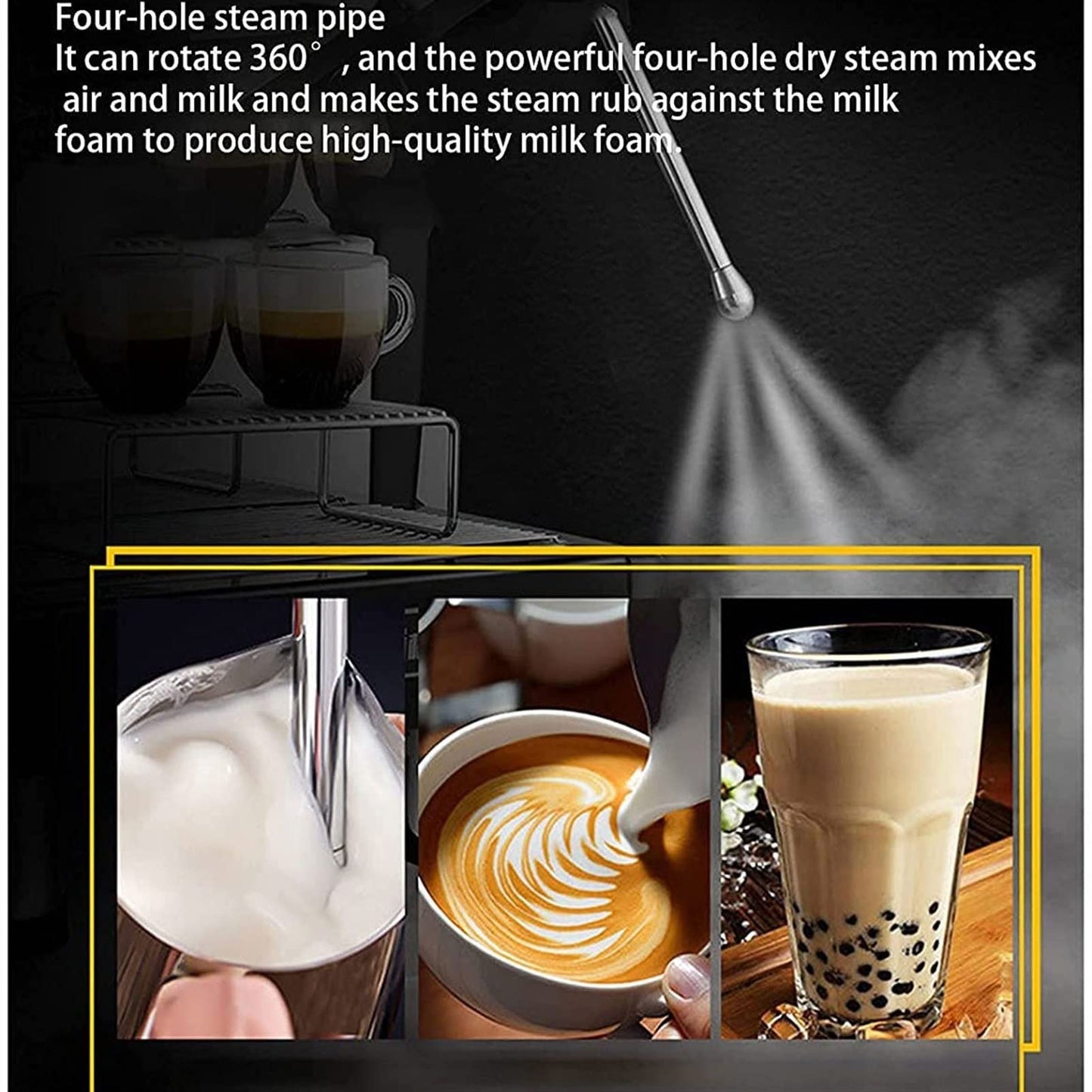VELLOW Espresso Machine with Milk Frother Expresso Coffee Machine forEspresso Latte and Mocha Removable Water Tank and Double