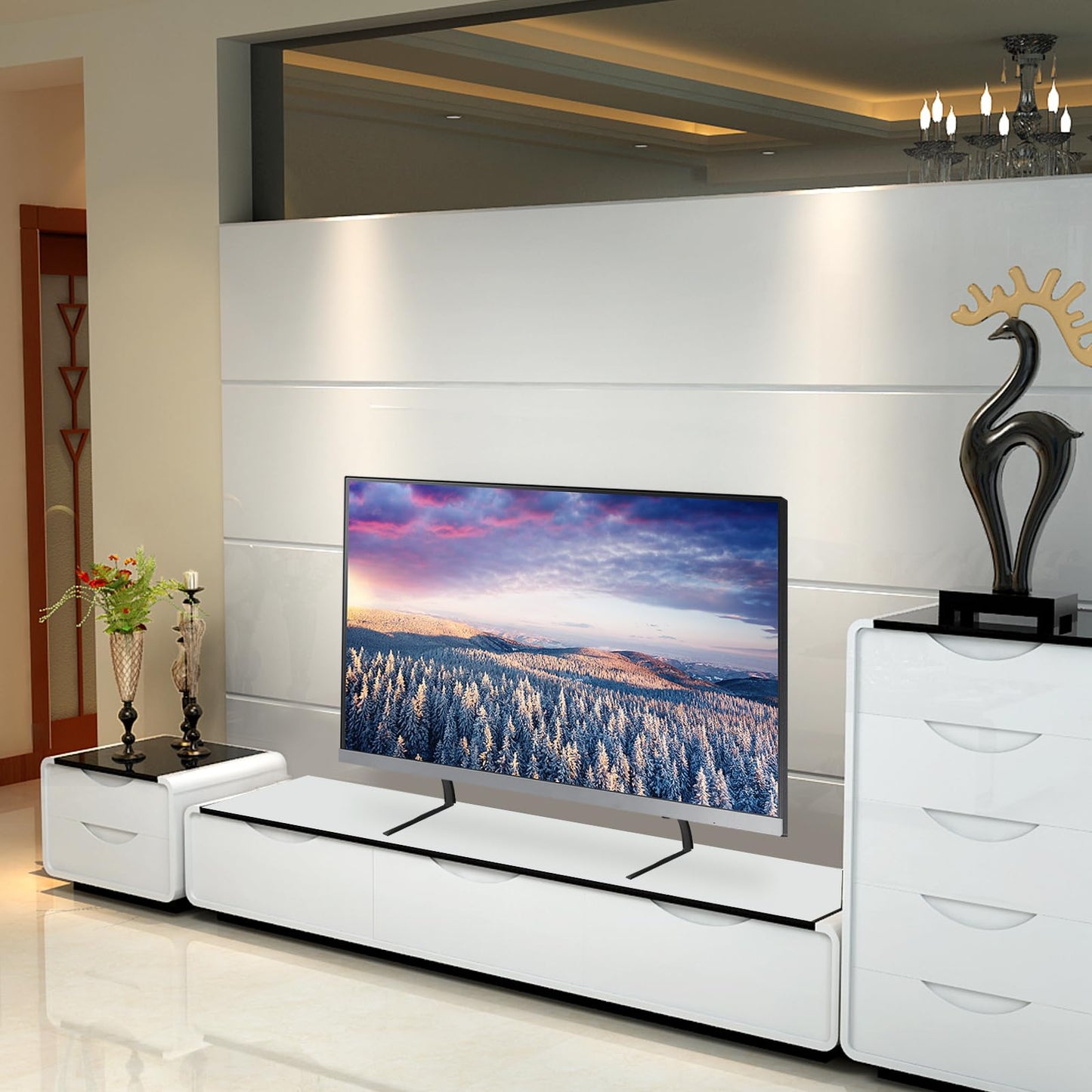 Holdfiturn Universal TV Stand Metal TV Legs for 32''-70'' LCD LED Flat Screen TV Height Adjustable with VESA 200x200mm to 400x400mm Max Holds 50kg