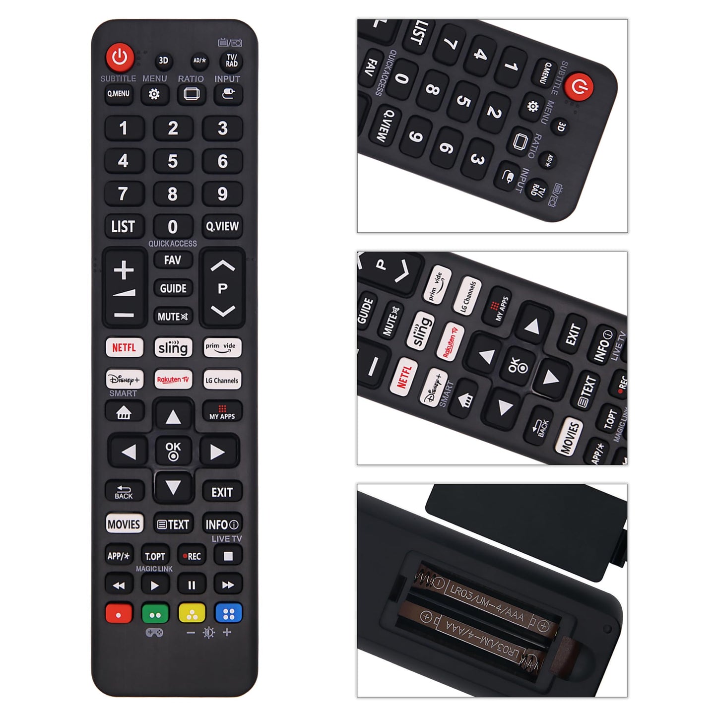 Riry New Universal Remote Control For LG TV’s with Six Quick-Access Buttons for LCD, LED, UHD, QLED TVs, Remote Control For All LG Tv, No Setup Required