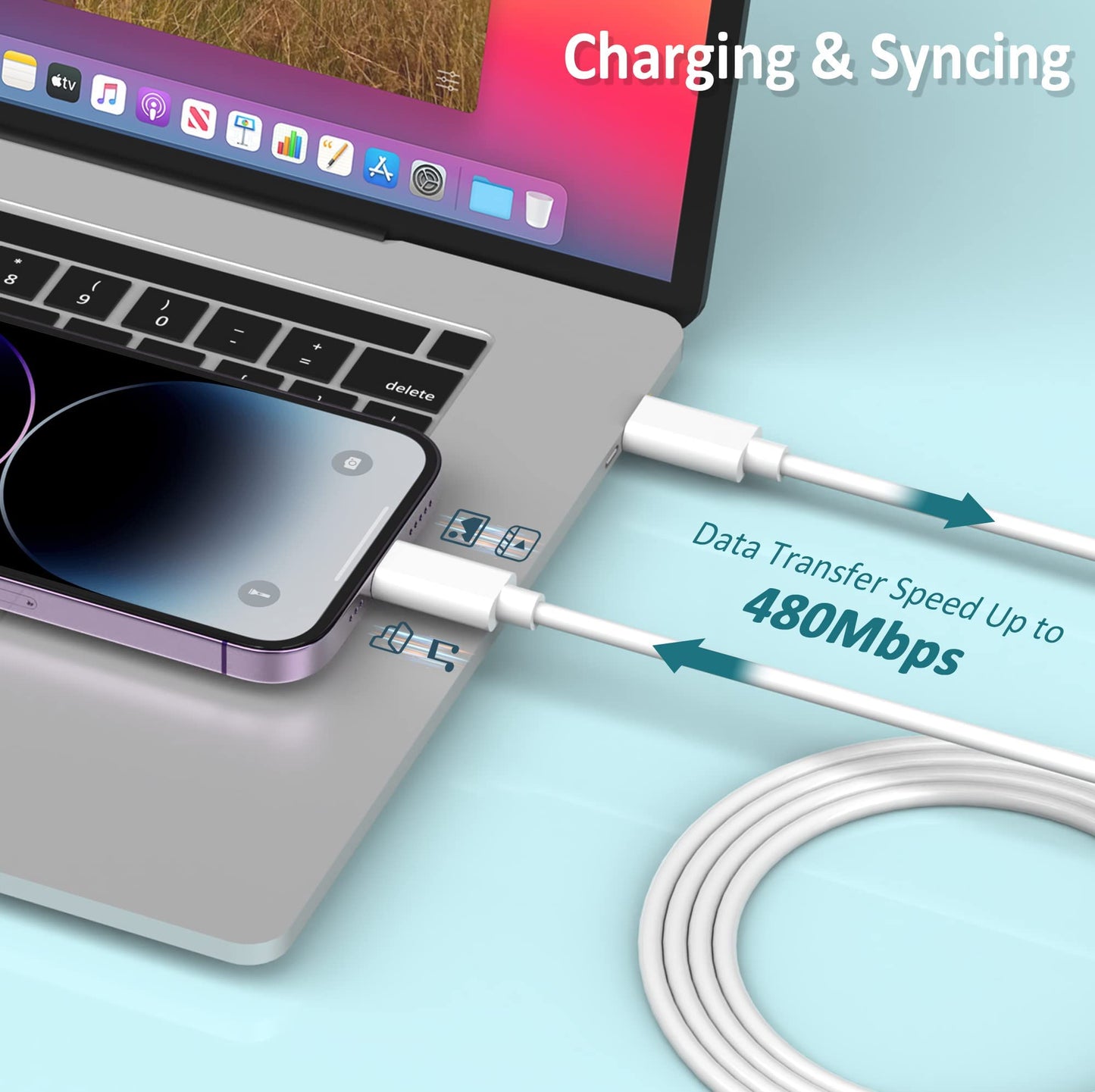 Mac Book Charger, 61W USB C Fast Charger Compatible with MacBook Pro 13/14/ 15/16 inch, MacBook Air 2020/2019/2018, iPad Pro and more Type C(1.8M USB C Cable Included)
