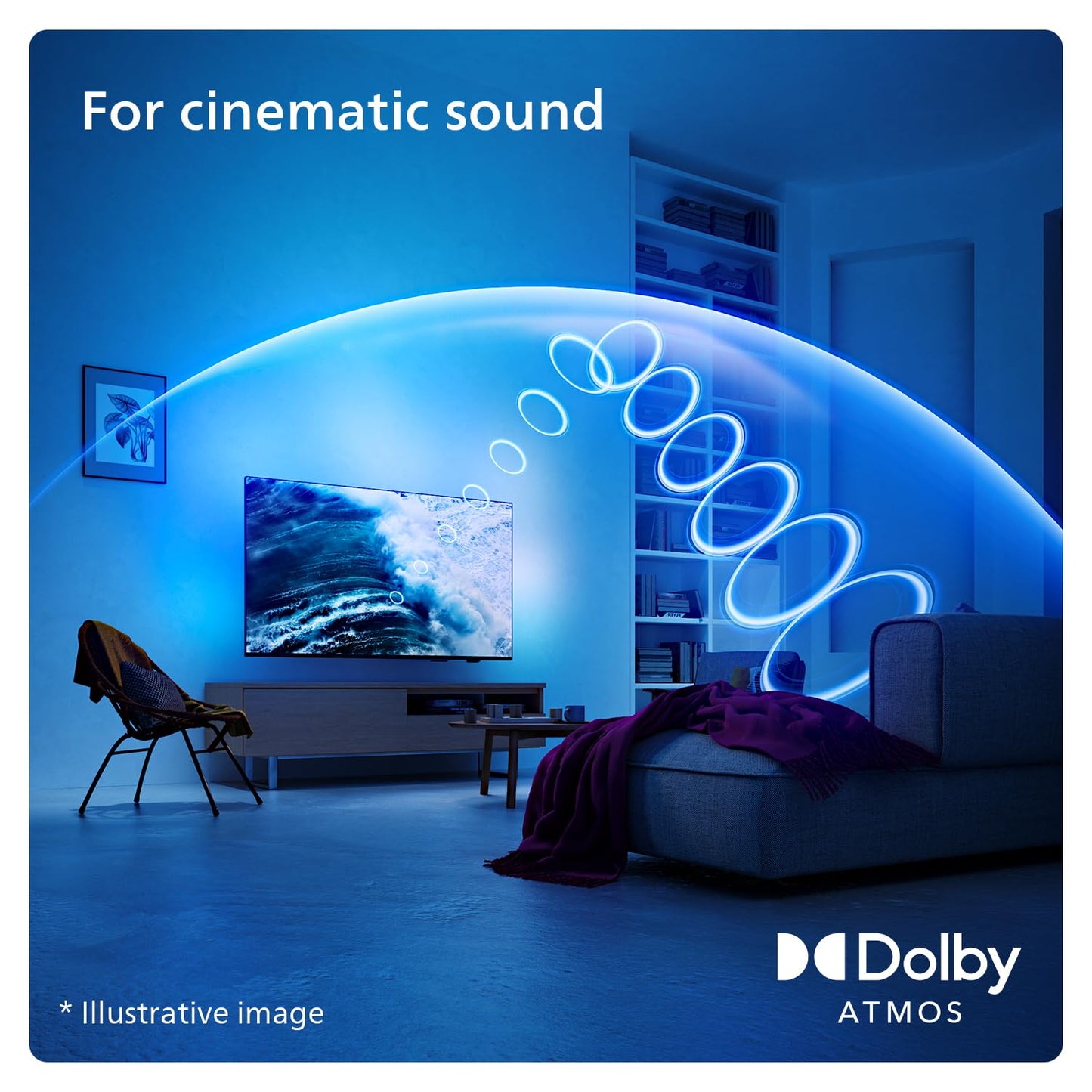 Philips Ambilight 55PUS8109 4K LED Smart TV - 55 Inch Display with Pixel Precise Ultra HD, Titan OS Platform and Dolby Atmos Sound, Works with Alexa and Google Voice Assistant - Satin Chrome