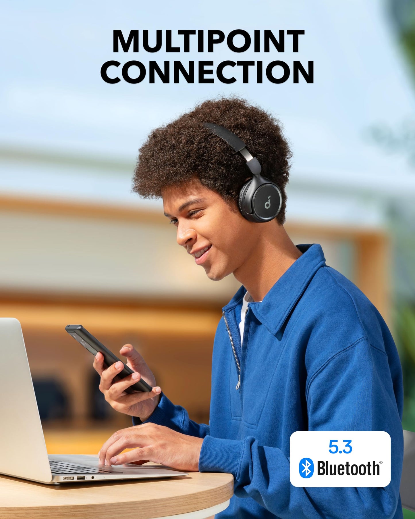 soundcore By Anker H30i Wireless On-Ear Headphones, Foldable Design, Pure Bass, 70H Playtime, Bluetooth 5.3, Lightweight and Comfortable, App Connectivity, Multipoint Connection