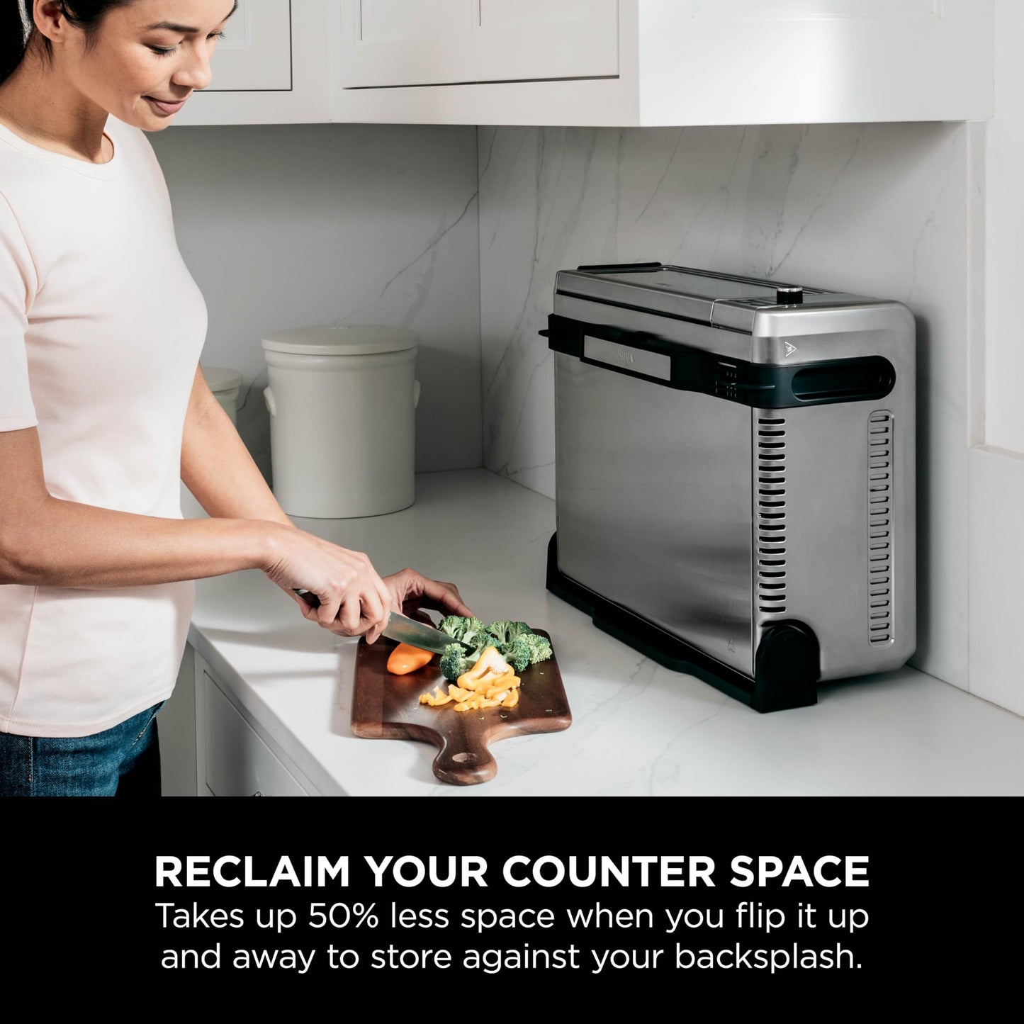 Ninja Foodi 8-in-1 Flip Oven, Portable Mini Oven for Countertop and Work Surfaces, Multifunctional Oven with 8 Cooking Functions; Air Fry, Roast, Grill, Bake and more. Silver/Black SP101UK