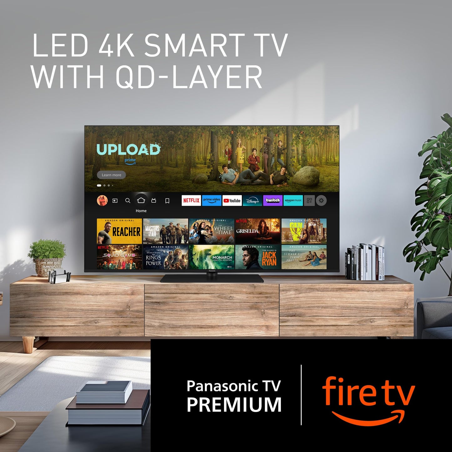 Panasonic TV-55W80AEY W80 Series 55 inch 4K Ultra HD LED Smart TV, 2024, Fire TV, Freely, Dolby Vision & Atmos, Alexa Voice Control, Airplay, Black