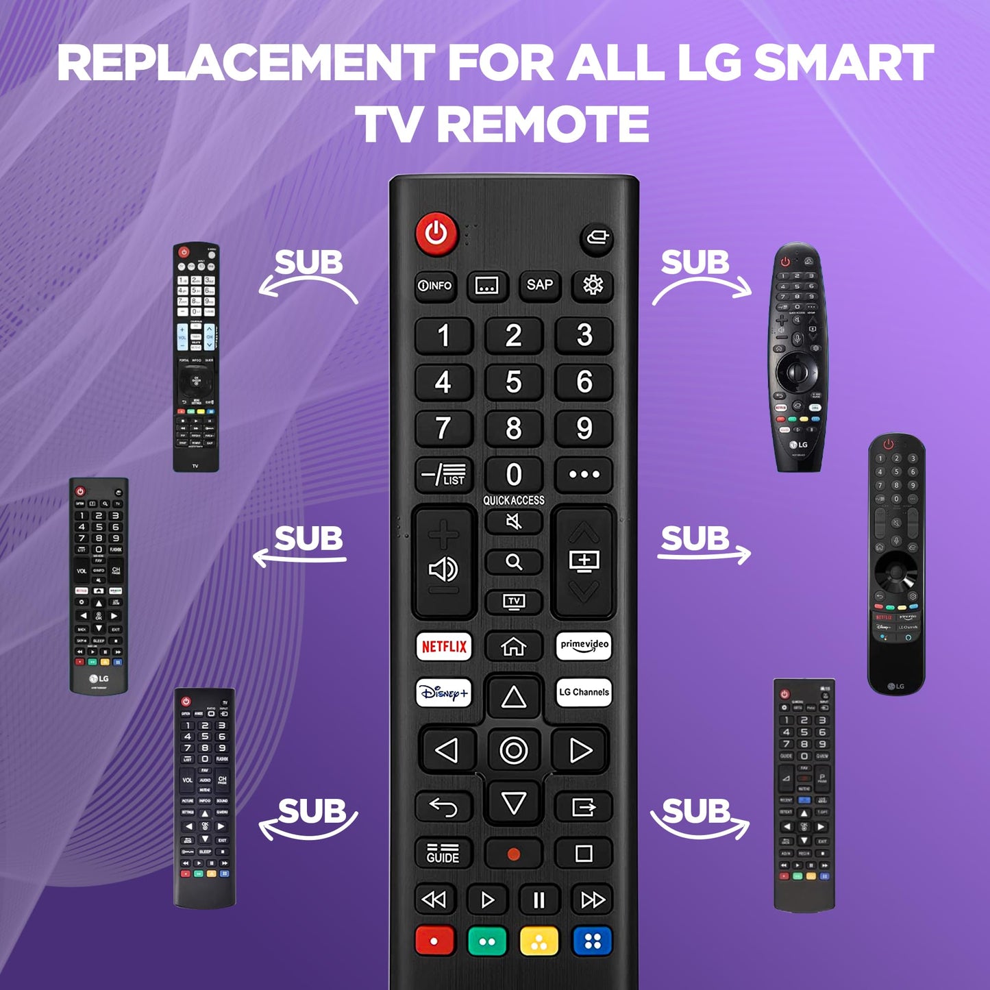 Universal Remote Control for LG Smart TV Remote Control With 2 Battery (AAA) for All Models Lcd Led Hdtv Uhd 3D 4K Universal Tv Remote Lg AKB75095308 AKB75095307 AKB7415324 Lg Remote Cntrol For Tv