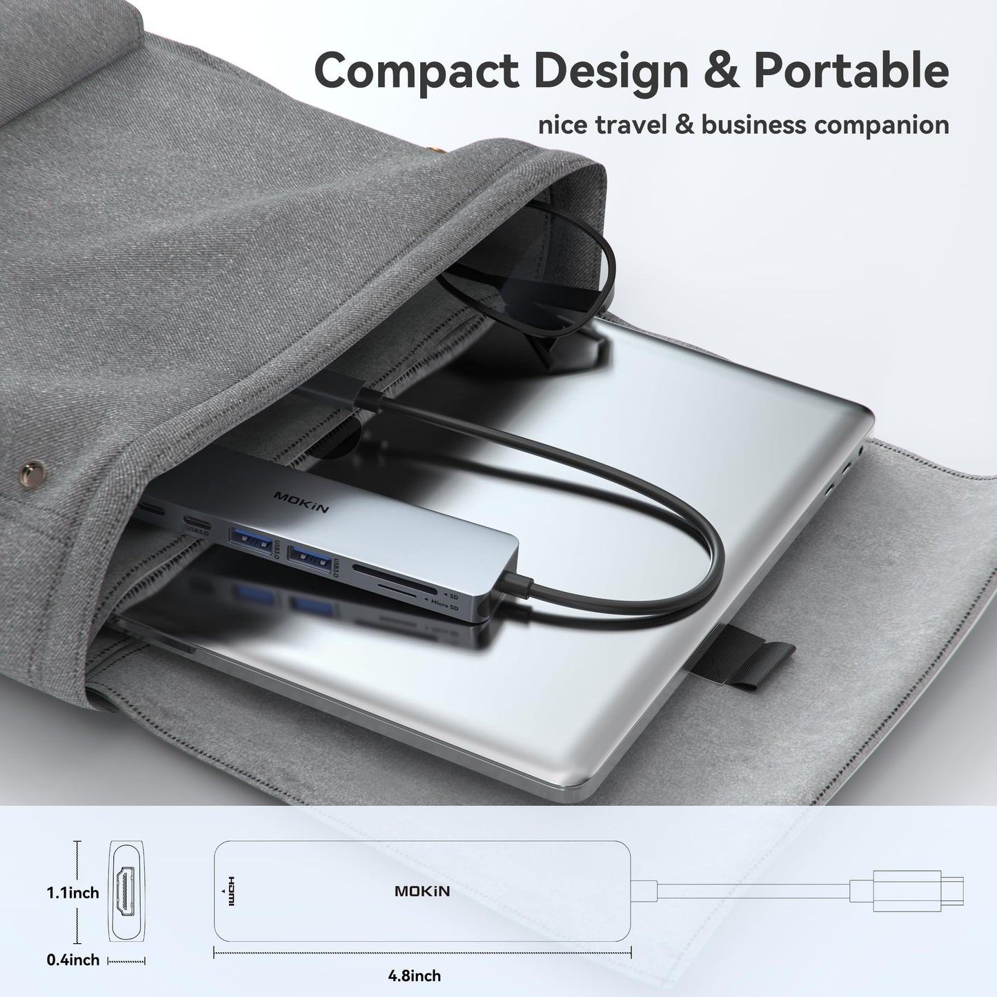 USB C Hub HDMI Adapter for MacBook Pro/Air, MOKiN 7 IN 1 USB C Dongle Mac Adapter with HDMI, USB C Data Port,100W PD,SD/TF and 2 USB 3.0 for Dell/Lenovo/Thinkpad