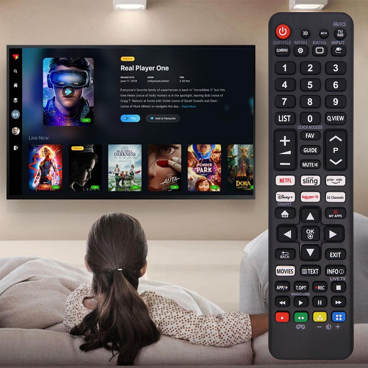 Riry New Universal Remote Control For LG TV’s with Six Quick-Access Buttons for LCD, LED, UHD, QLED TVs, Remote Control For All LG Tv, No Setup Required