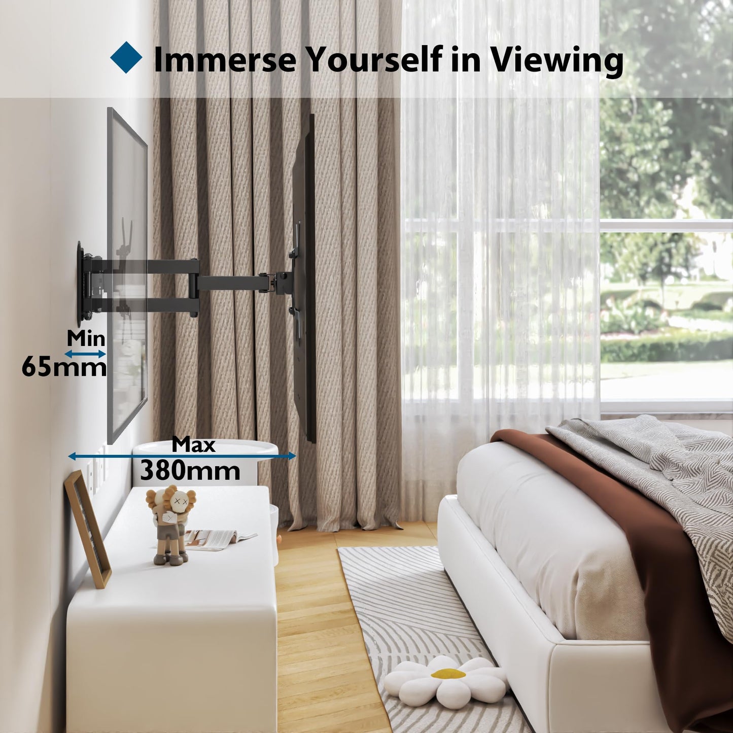 BONTEC TV Wall Bracket for Most 13-42 Inch LED LCD TVs, Tilt, Swivel and 360°Rotation Monitor Wall mount with Max VESA 200x200mm, up to 20kgs, with Safety Screws, Bubble Level, Cable Ties included