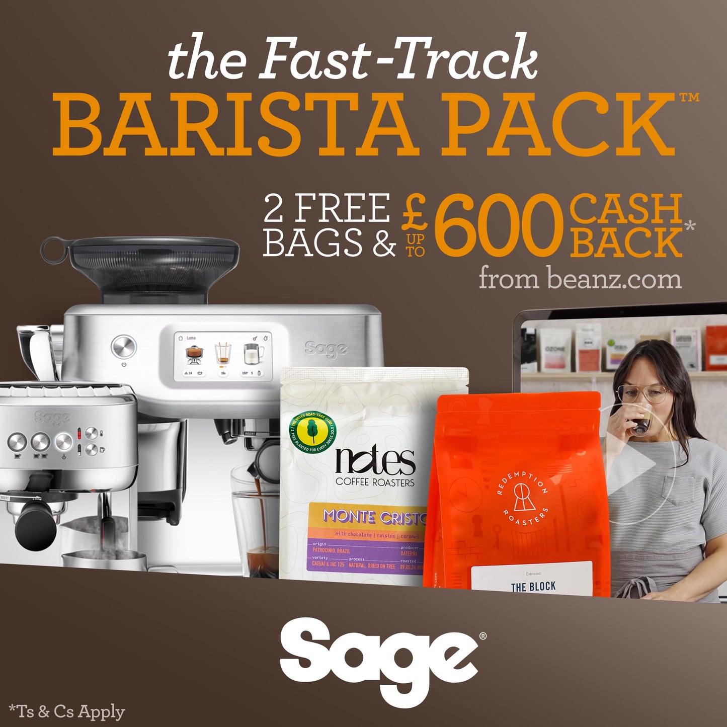 Sage - The Barista Touch Impress - Bean to Cup Coffee Machine with Grinder and Milk Frother, Sea Salt