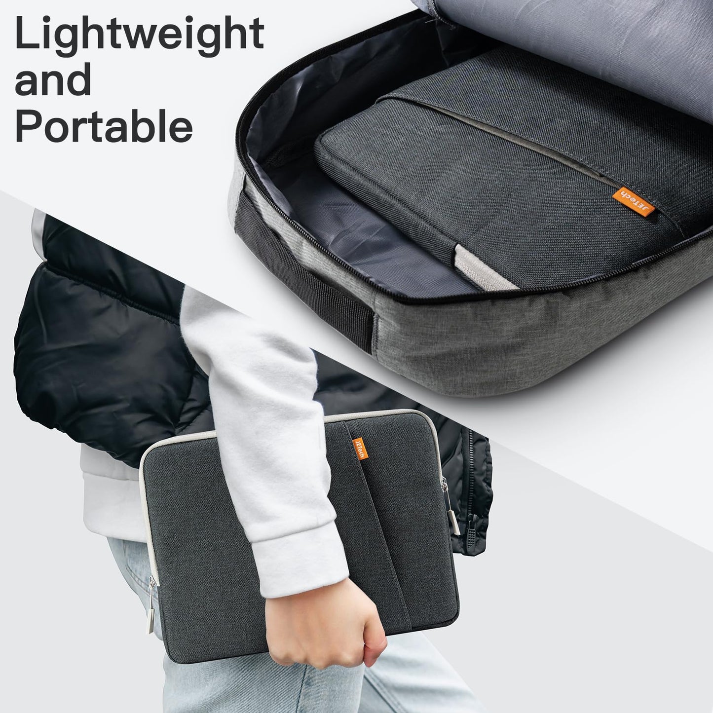 JETech Laptop Sleeve for 13-14Inch MacBook Air/Pro (M4/M3/M2/M1) 2021-2025, 13-13.6 Inch Notebook, Waterproof Shock Resistant Bag Case with Accessory Pocket (Dark Grey)