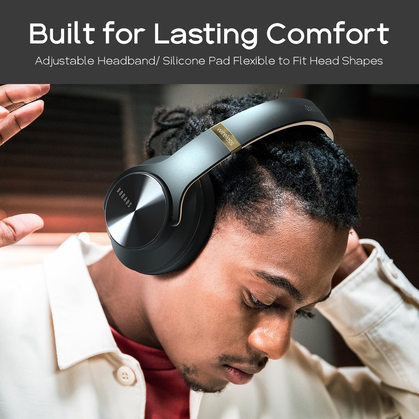 DOQAUS Bluetooth Headphones Over Ear, 90Hrs Playtime, Bluetooth5.3 Wireless Headphones with 3 EQ Mode, Hi-Fi Stereo Sound, Comfortable Earpads, Headphones Wireless for Cellphone PC Travel(Shadow Grey)