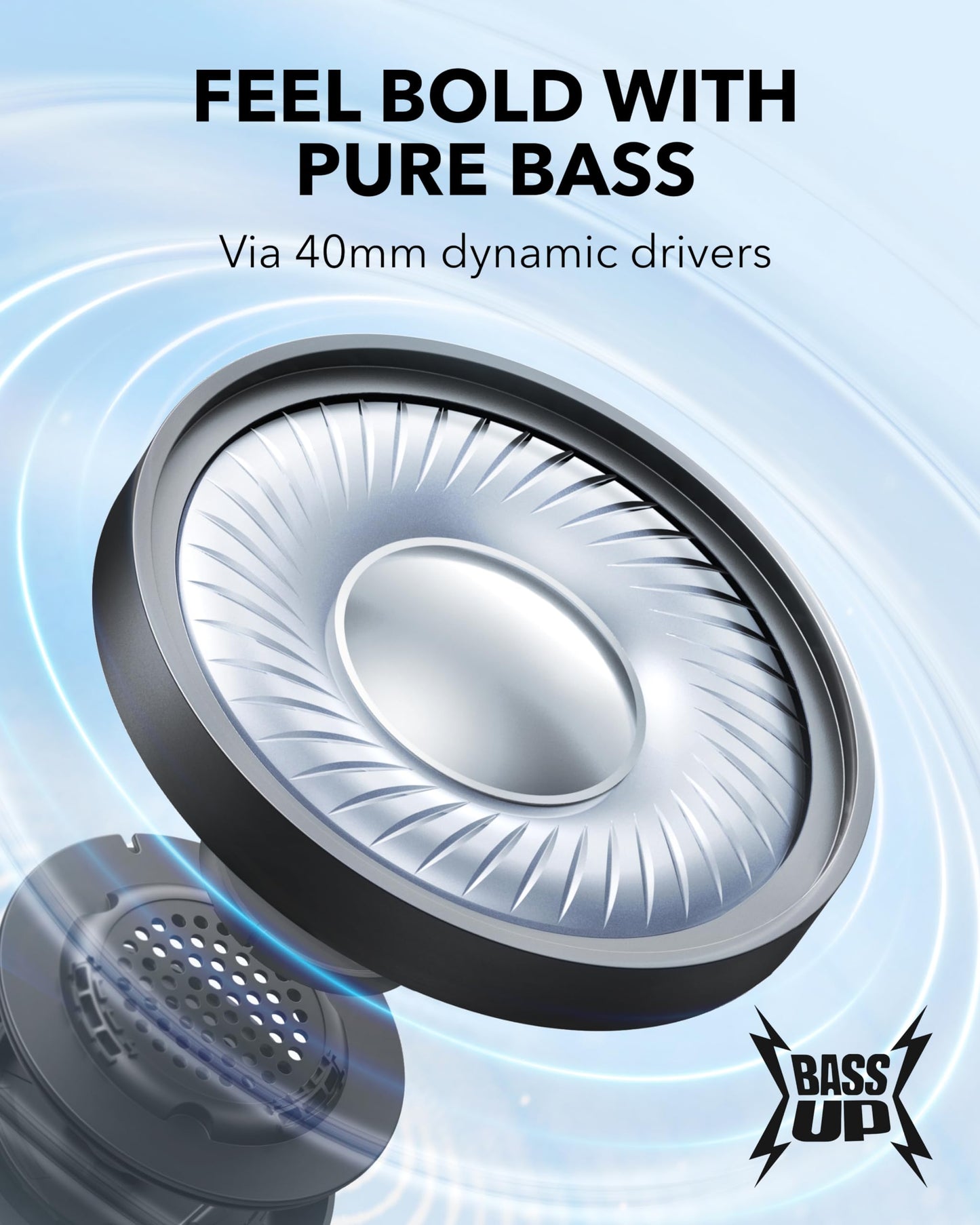 soundcore By Anker H30i Wireless On-Ear Headphones, Foldable Design, Pure Bass, 70H Playtime, Bluetooth 5.3, Lightweight and Comfortable, App Connectivity, Multipoint Connection