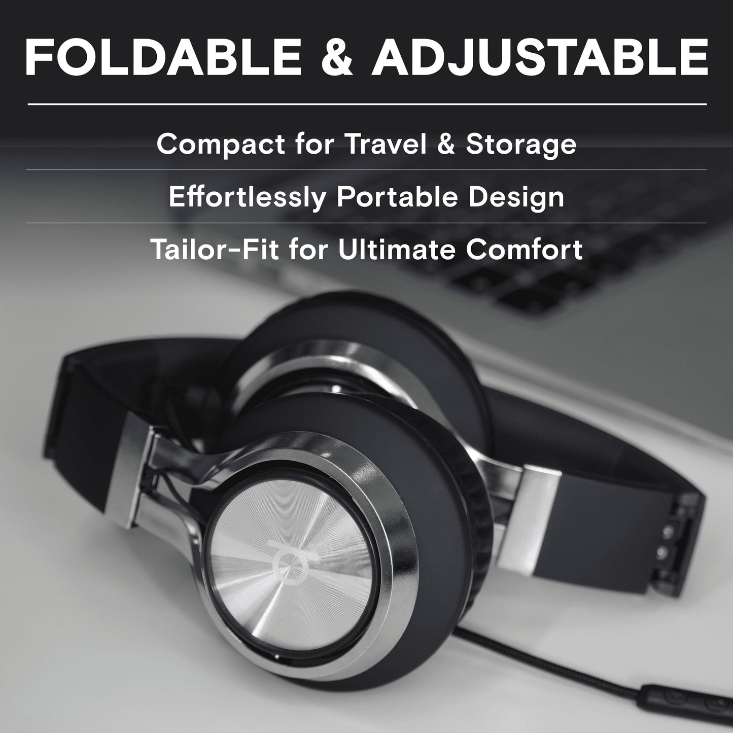 Artix CL750 Wired Headphones with Mic & Volume Control ā 90% Noise Cancelling Headphones Wired, Over Ear Head phone Cable ā Foldable Plug In Headphones for Laptop, PC, iPad & Computer (Aux Jack 3.5mm)