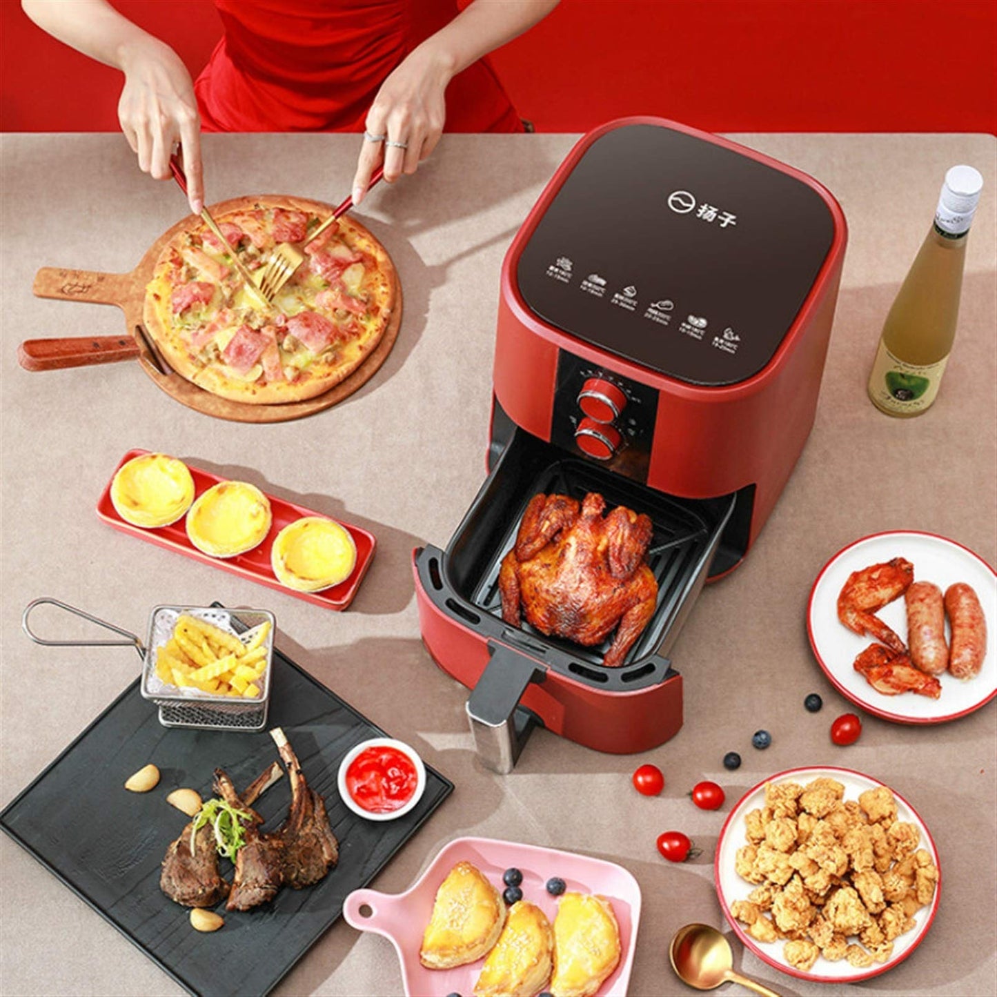 air fryers 2.5L/5L Air Fryer Fries Machine Household Big Capacity Fully Automatic Intelligent No Fuel Electric Fryer Oven 1350W air fryer (Color : 5L, Plug Type : AU) (5l AU) needed