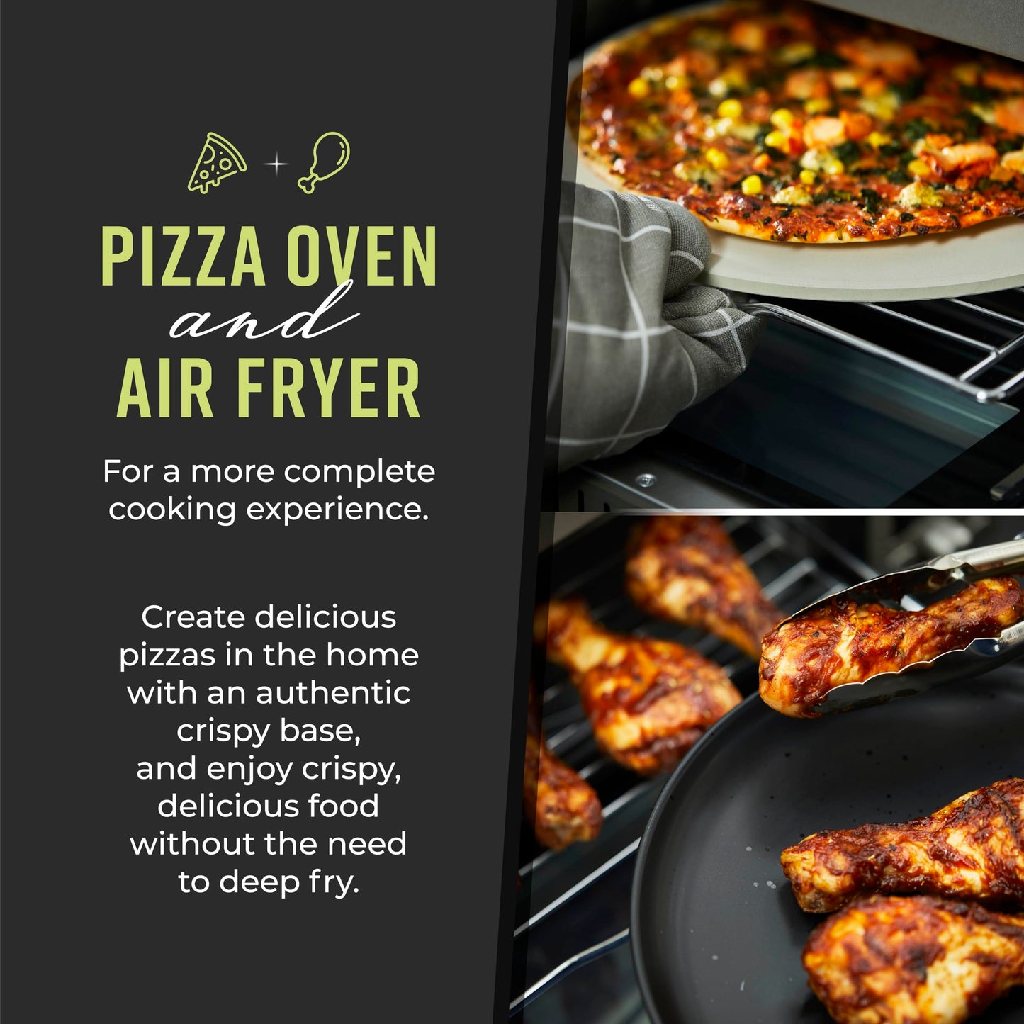 Tower T17141 Elite Pizza Oven with 5 High Temperature Programs, 15 Cooking Functions, Turbo Crisper, 400C,18L, 2000W, Grey & Chrome