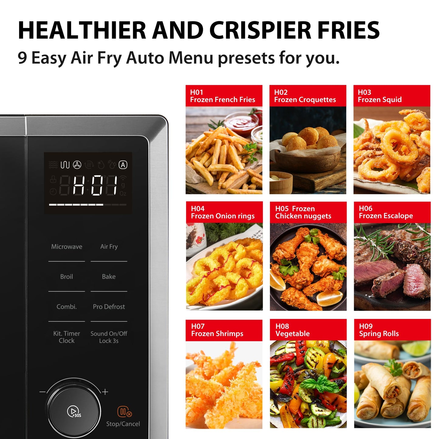 TOSHIBA Air Fry Auto Menu Combo 5-IN-1 26L Countertop Microwave Oven, Broil, Bake, Combi, 10 Power Levels, 10 Auto Cooking Presets, Easy Defrost, Black, 900W, ML2-EC26SF(BS)