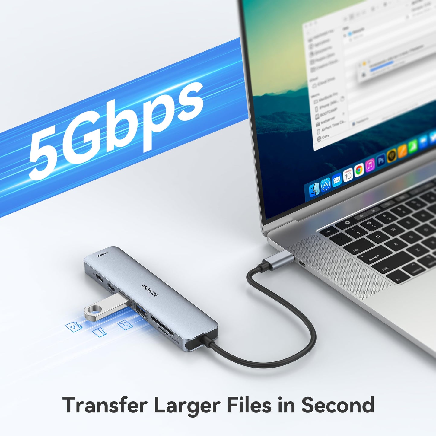 USB C Hub HDMI Adapter for MacBook Pro/Air, MOKiN 7 IN 1 USB C Dongle Mac Adapter with HDMI, USB C Data Port,100W PD,SD/TF and 2 USB 3.0 for Dell/Lenovo/Thinkpad