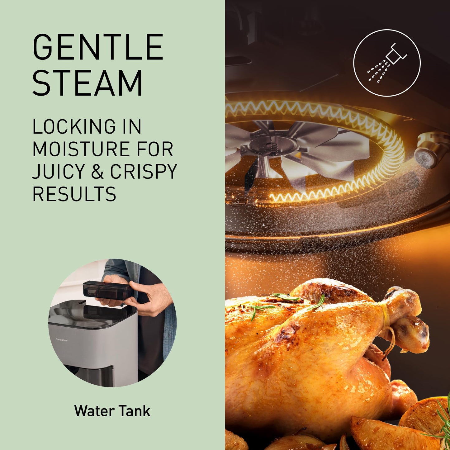 Panasonic NF-CC500SXC Air Fryer With Viewing Window, 5L, 80-200°C, Digital Timer & LCD, Gentle Steam, 11 Presets, Easy Clean, Matt Grey